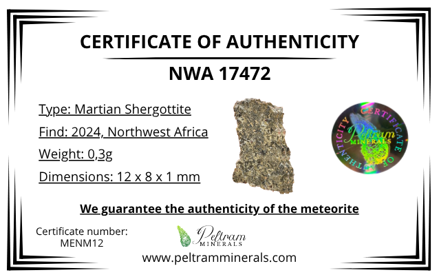 Martian Meteorite NWA 17472 – 0,3g – Northwest Africa - MENM12