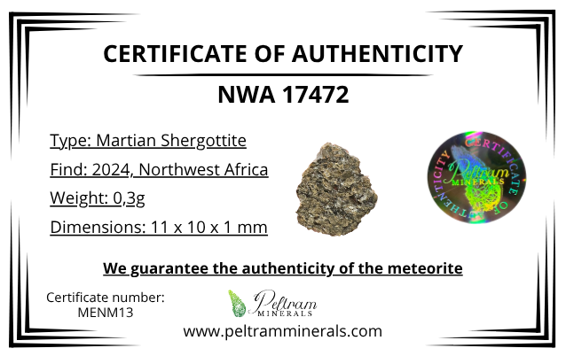 Martian Meteorite NWA 17472 – 0,3g – Northwest Africa - MENM13