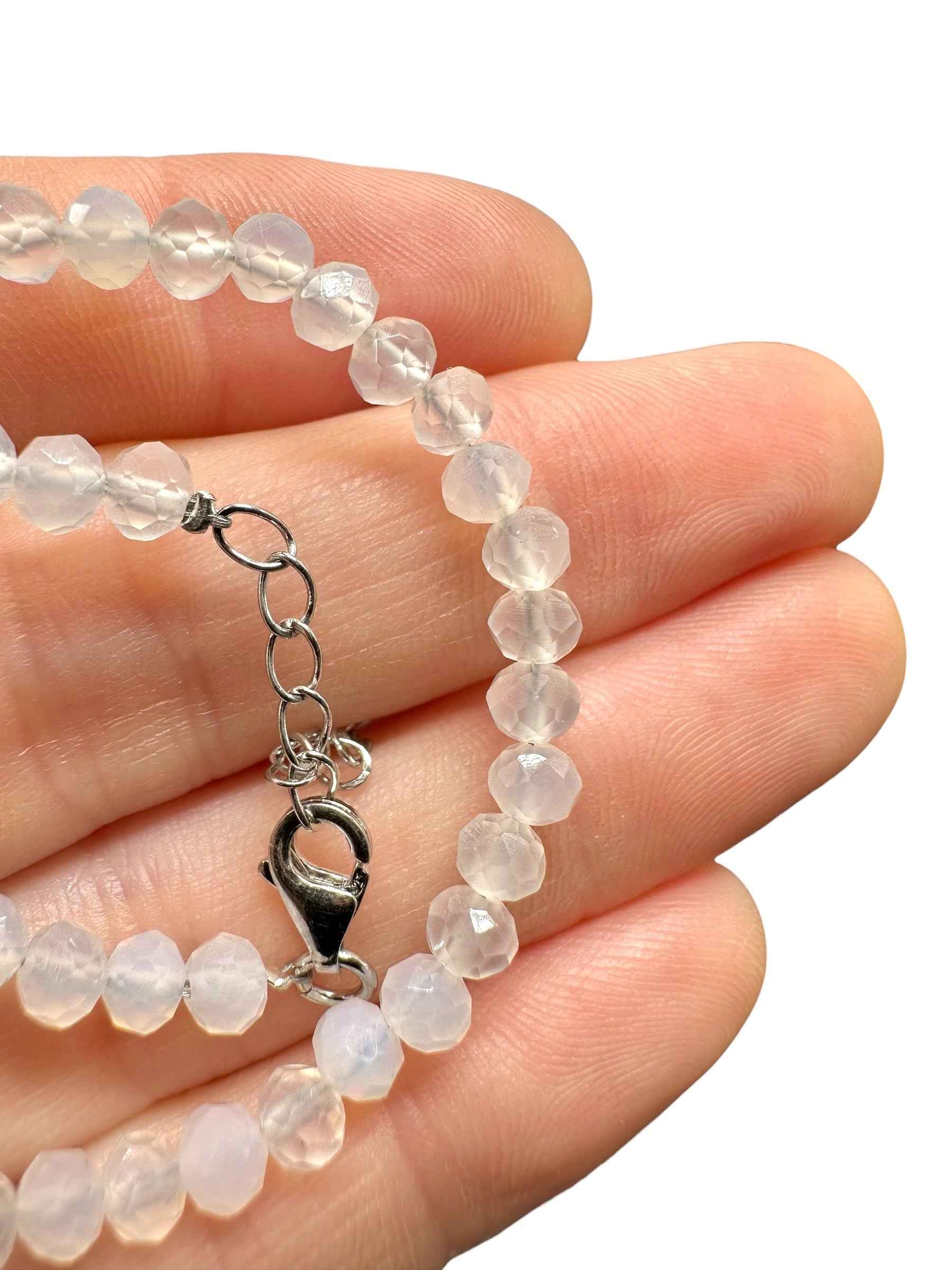 Agata bracelet – Faceted 4 mm Beads – 925 Silver Clasp - NAR41