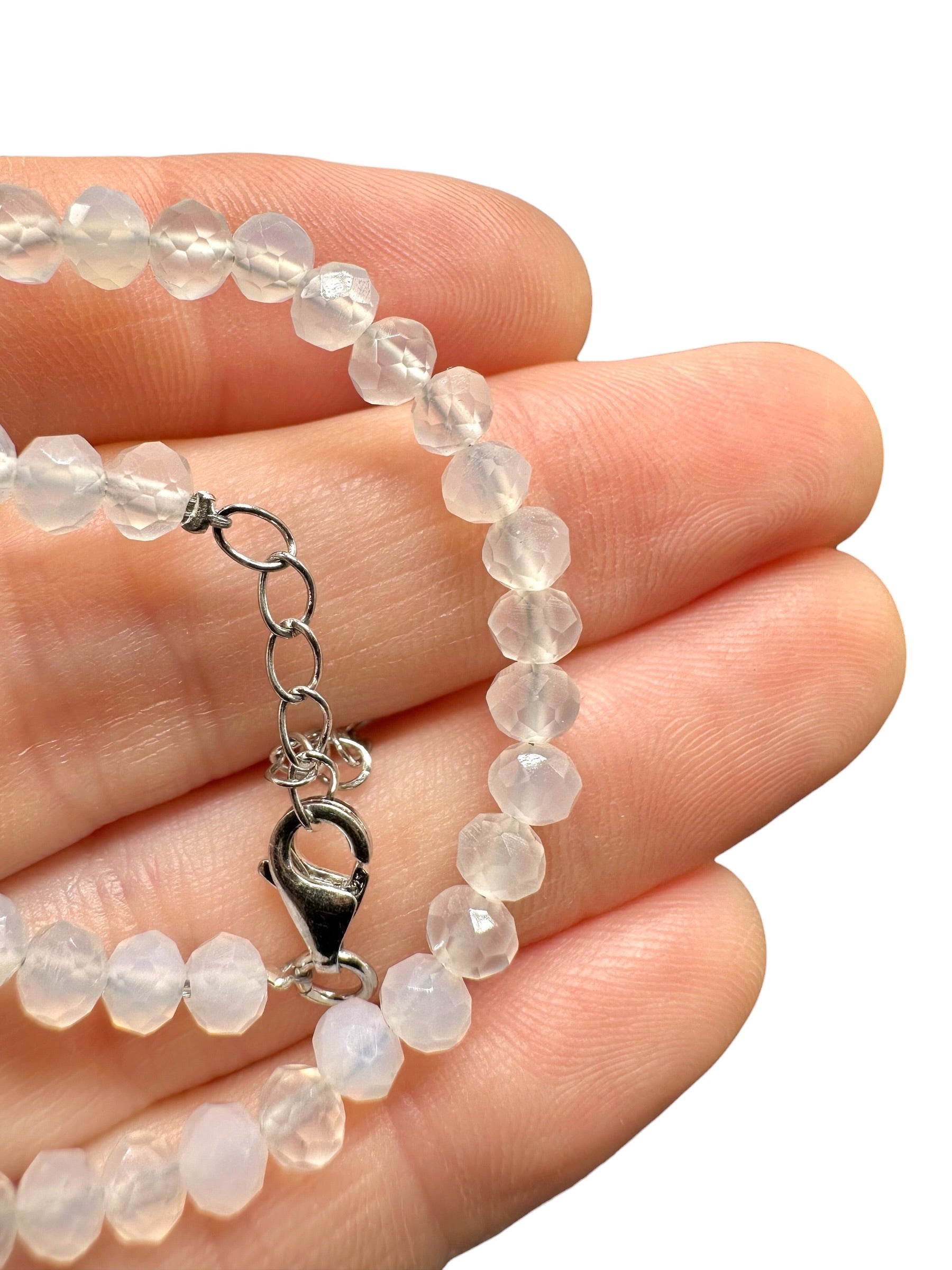 Agate bracelet – Faceted 4 mm Beads – 925 Silver Clasp - NAR41