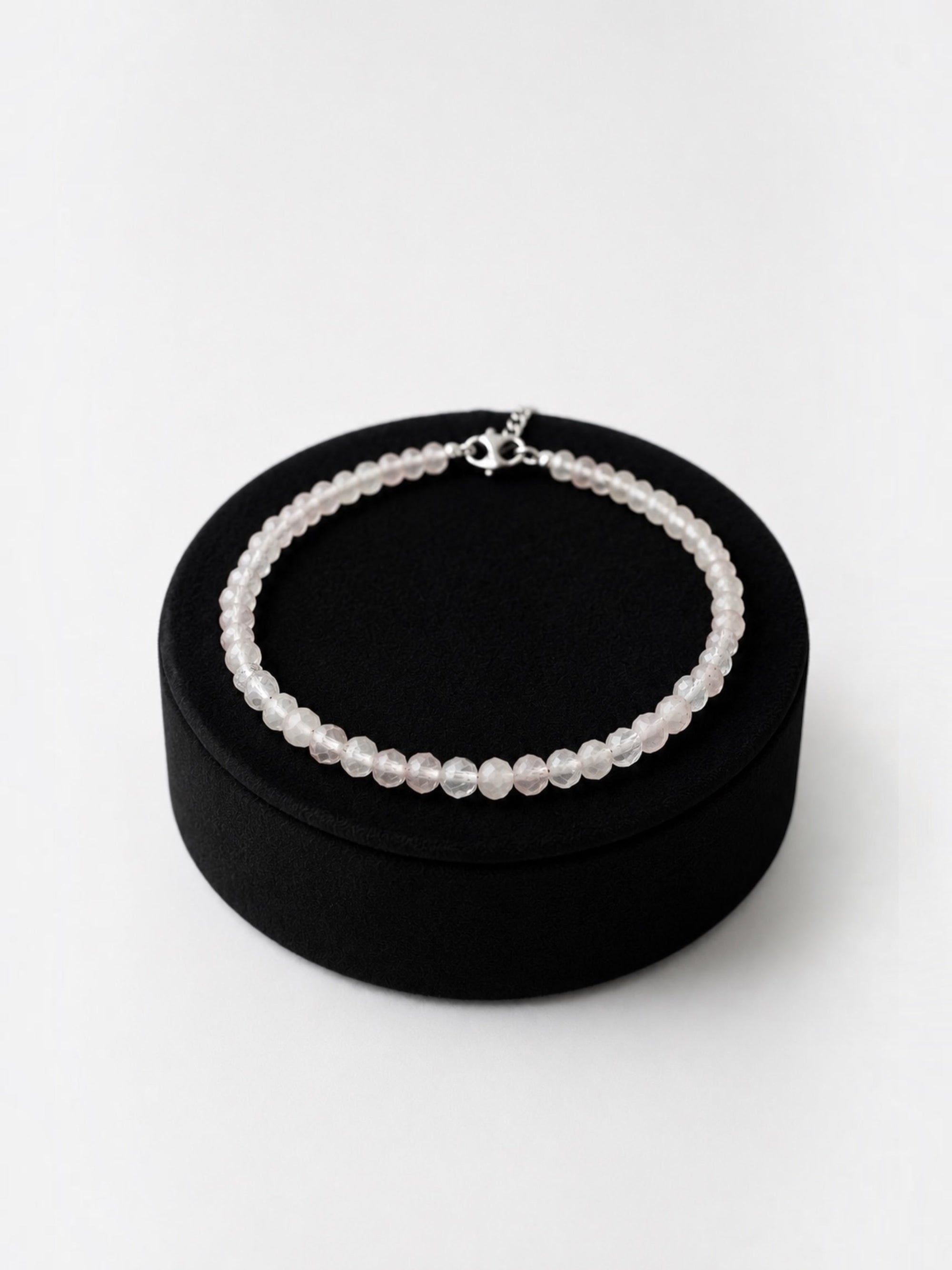 Agate bracelet – Faceted 4 mm Beads – 925 Silver Clasp