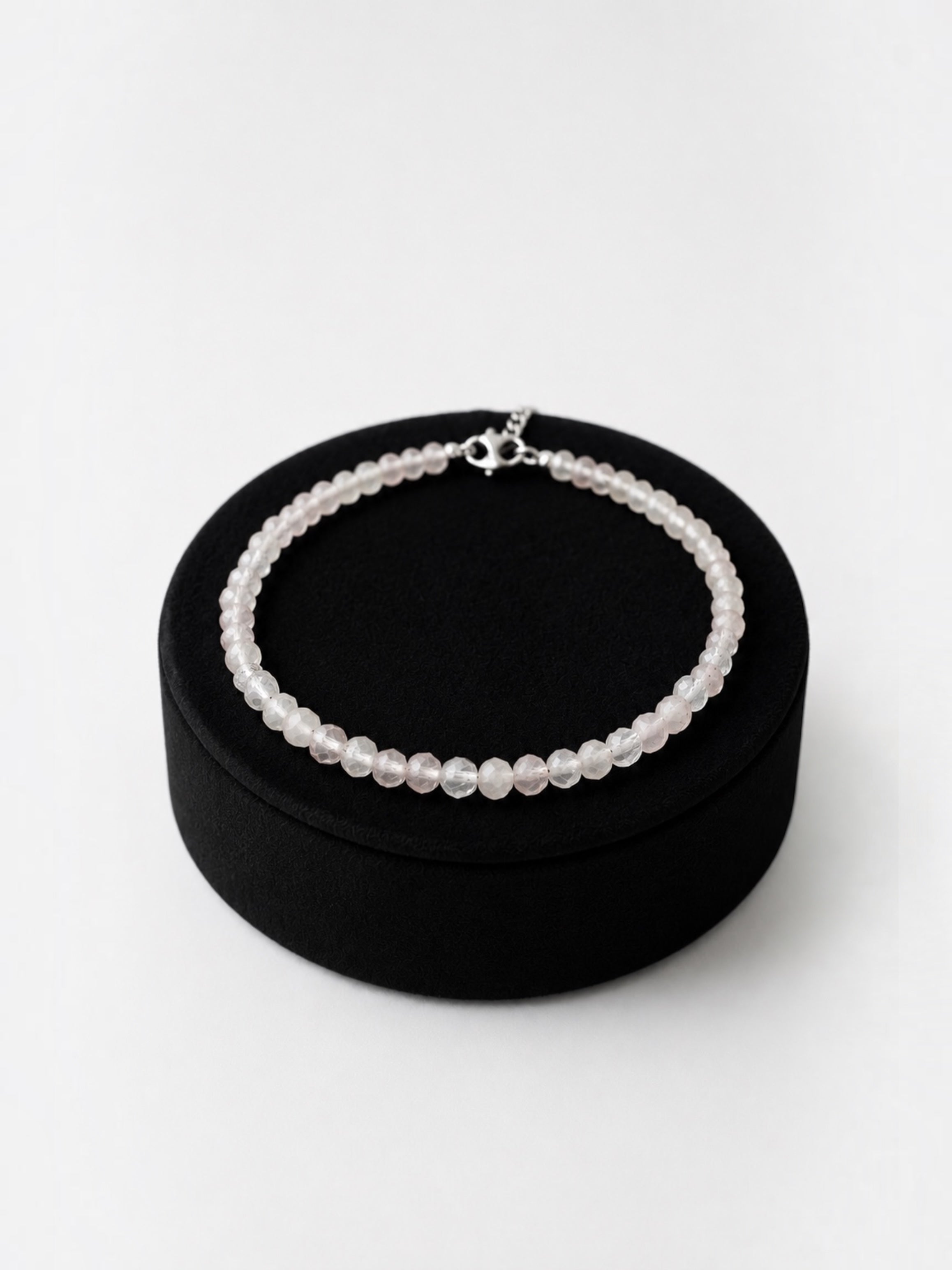 Agate bracelet – Faceted 4 mm Beads – 925 Silver Clasp