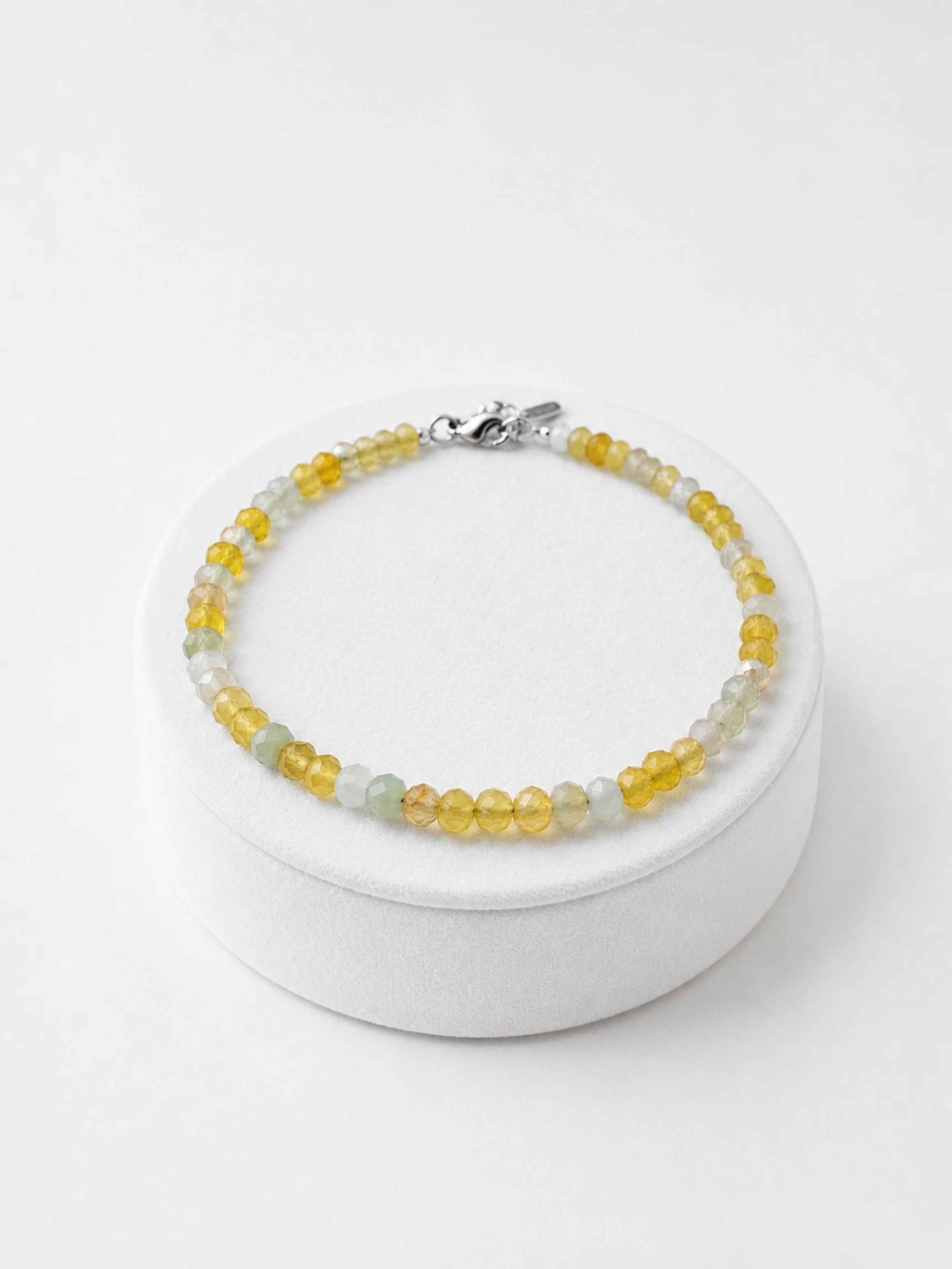 Agata bracelet – Faceted 4 mm Beads – 925 Silver Clasp - NAR42
