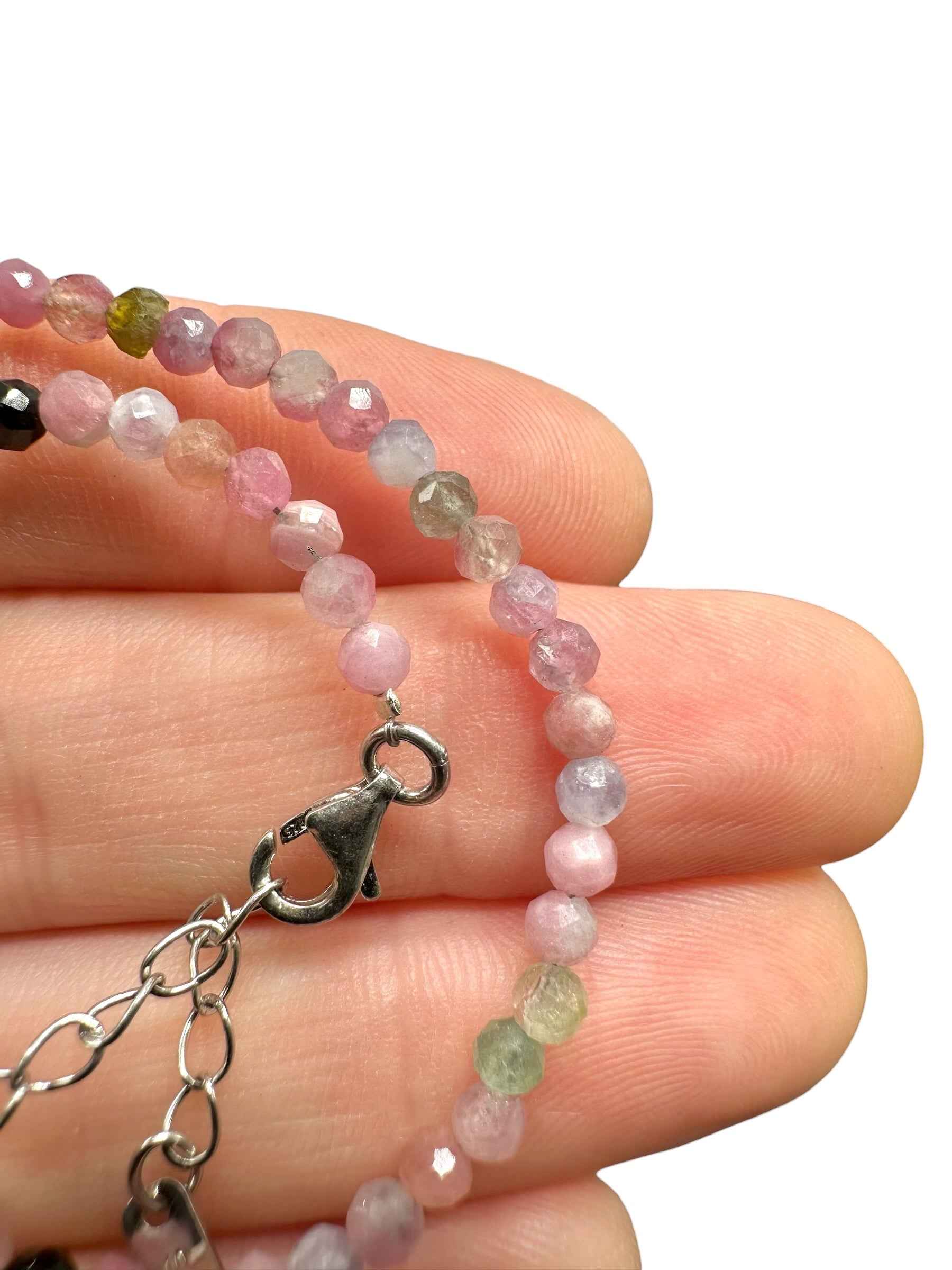 Tormalina bracelet – Faceted 3 mm Beads – 925 Silver Clasp - NAR43