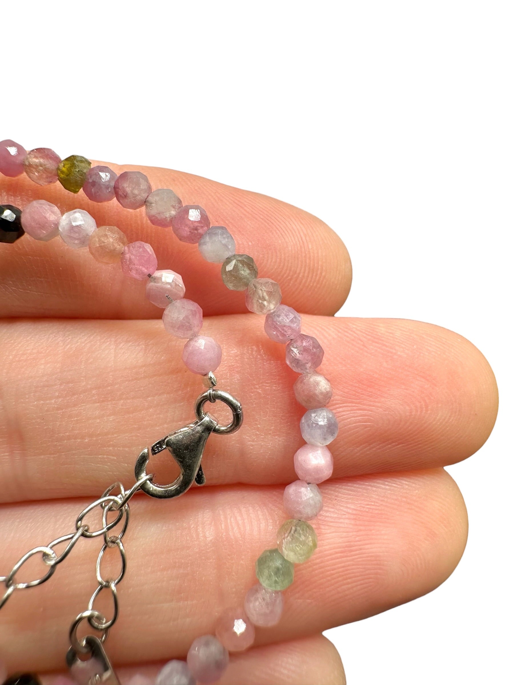 Tourmaline bracelet – Faceted 3 mm Beads – 925 Silver Clasp - NAR43
