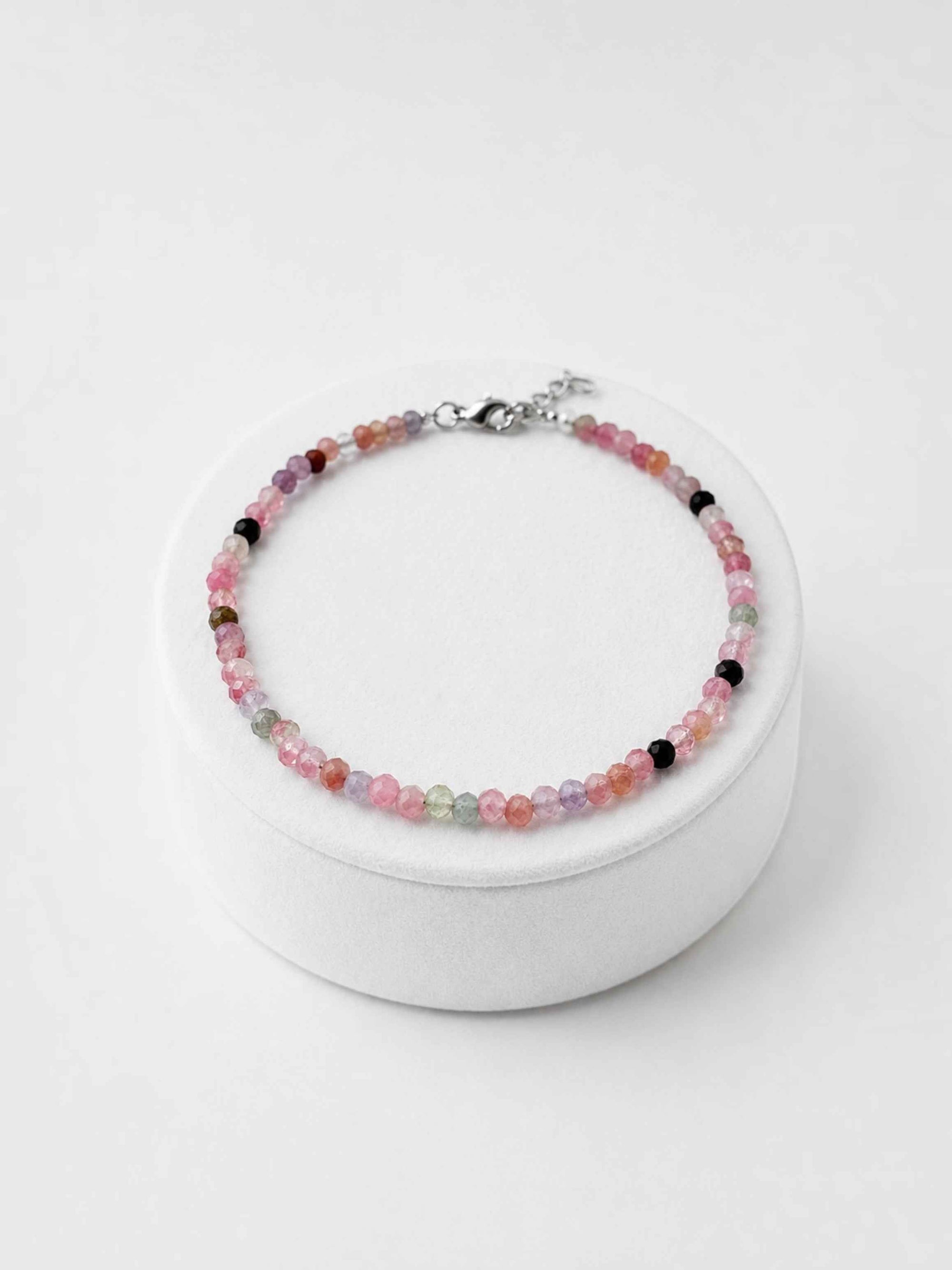 Tormalina bracelet – Faceted 3 mm Beads – 925 Silver Clasp - NAR43