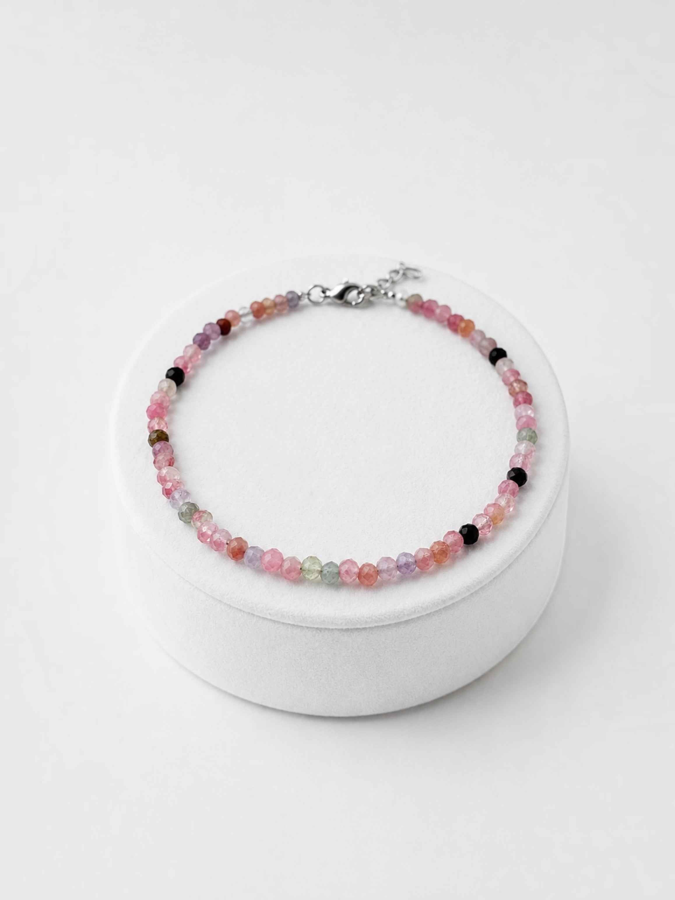 Tormalina bracelet – Faceted 3 mm Beads – 925 Silver Clasp - NAR43