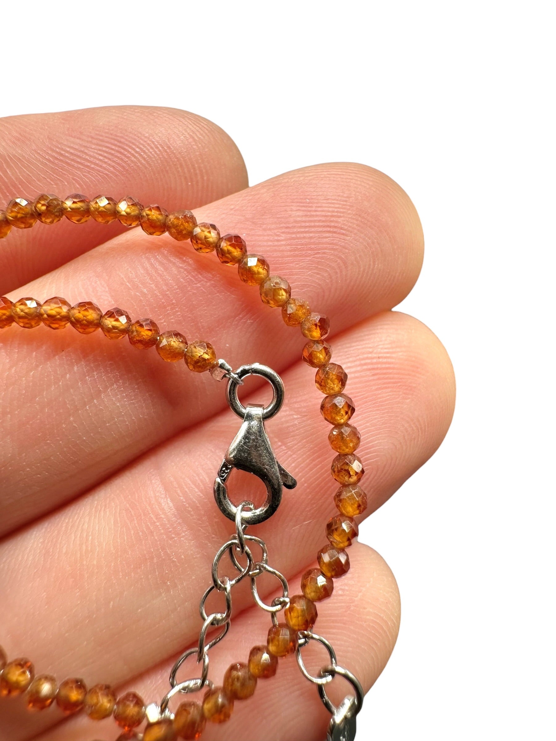 Hessonite bracelet – Faceted 2 mm Beads – 925 Silver Clasp - NAR46