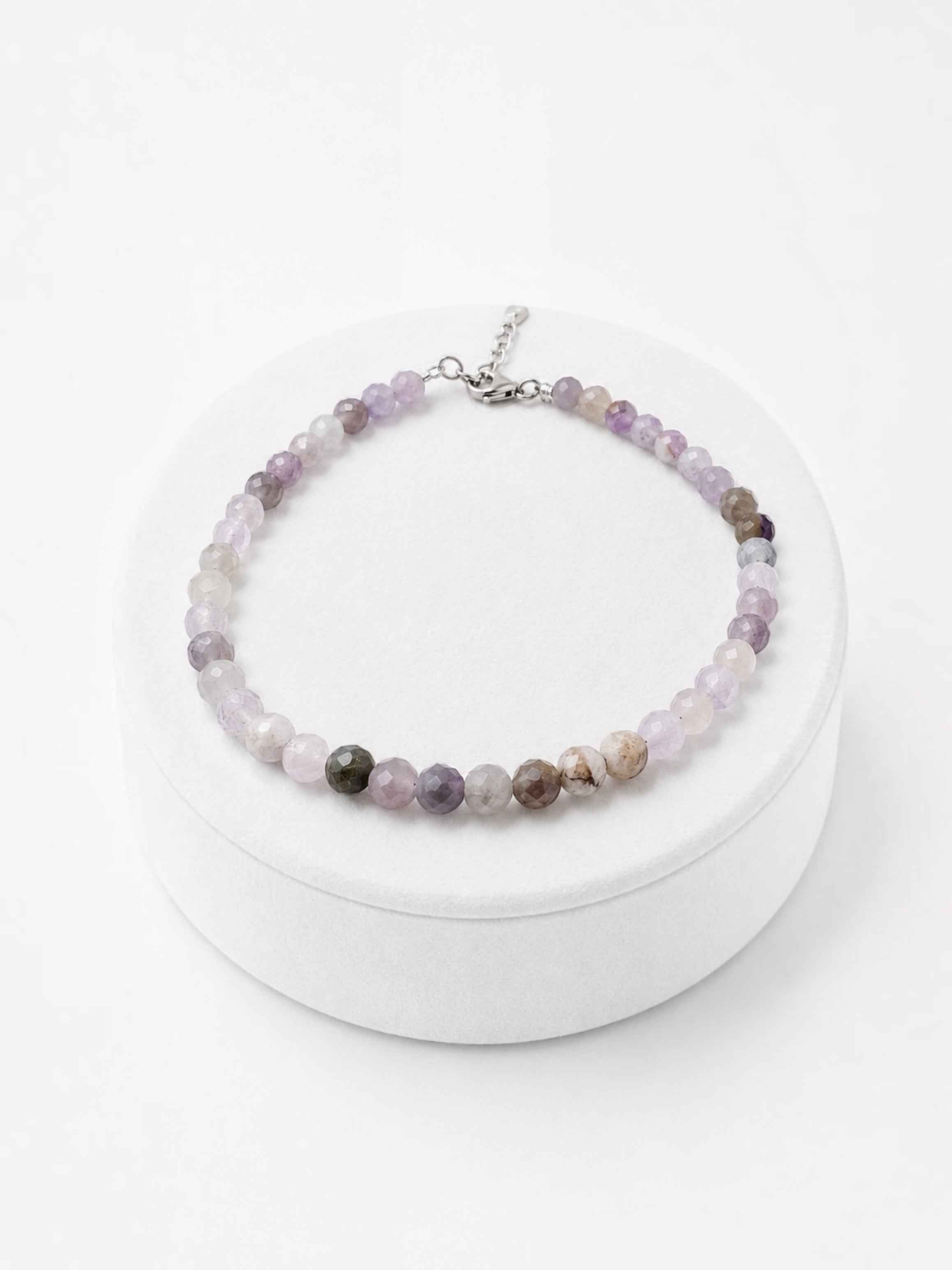 Ametista bracelet – Faceted 4,5 mm Beads – 925 Silver Clasp - NAR47