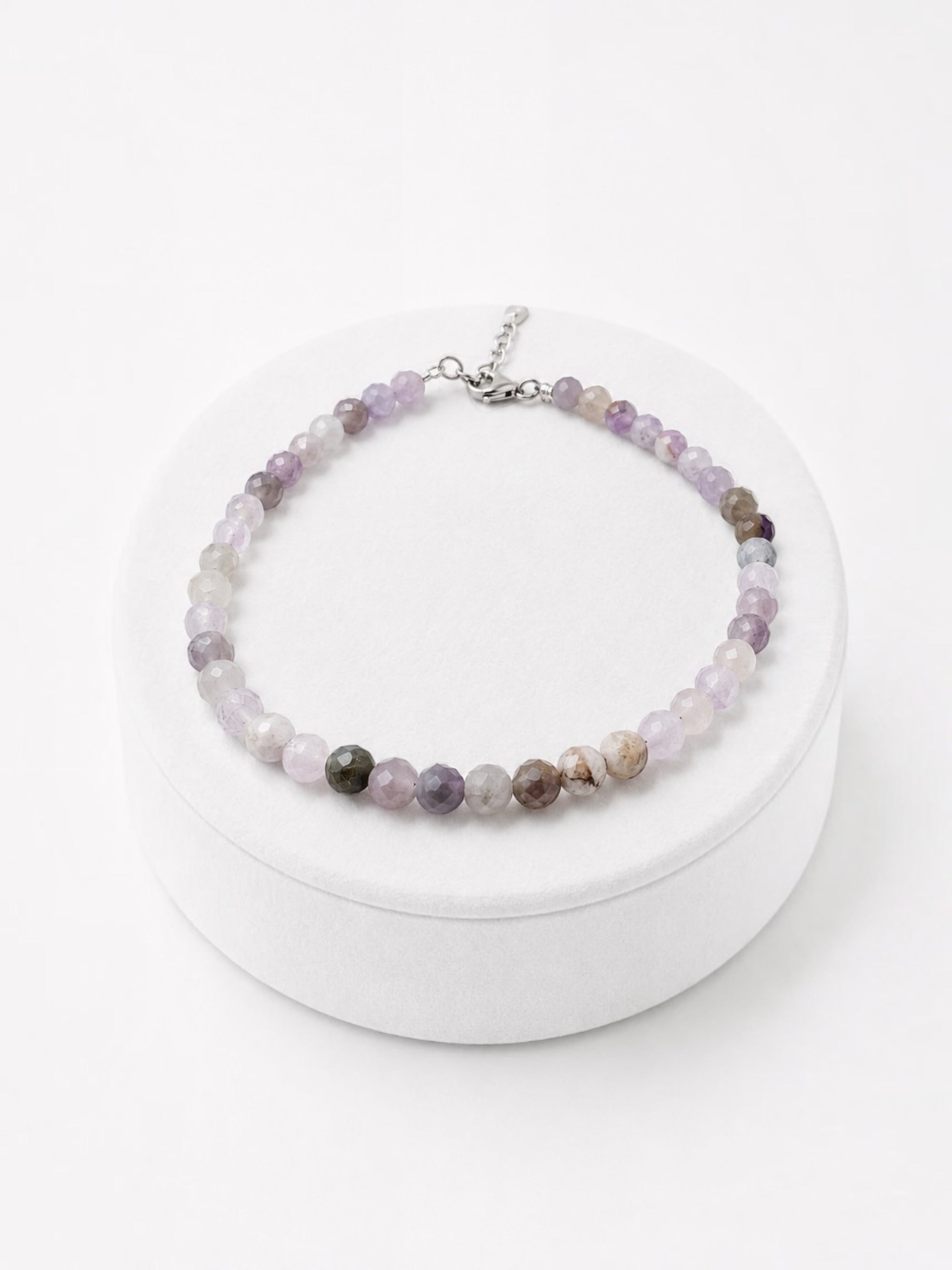 Amethyst bracelet – Faceted 4,5 mm Beads – 925 Silver Clasp