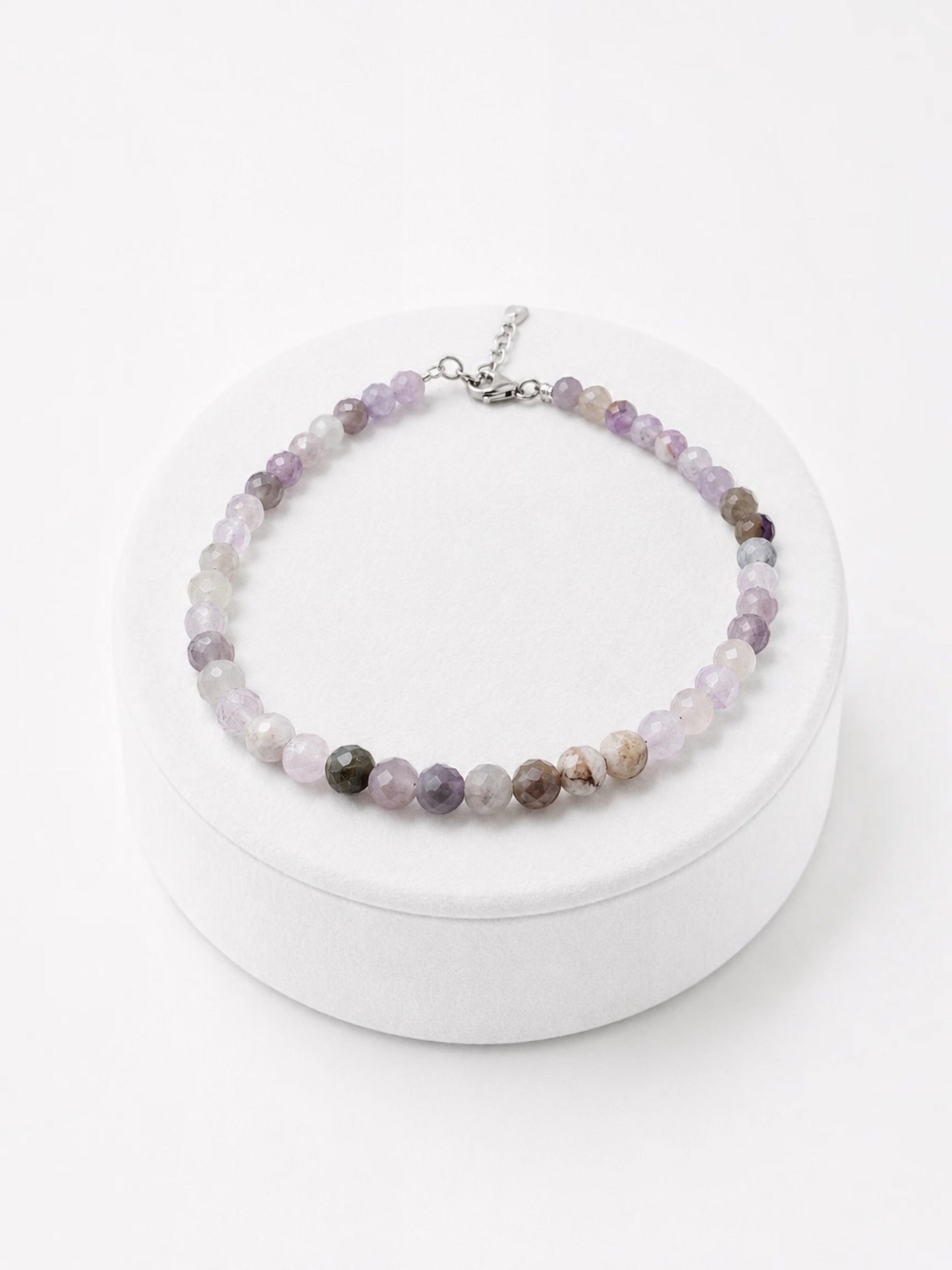 Amethyst bracelet – Faceted 4,5 mm Beads – 925 Silver Clasp