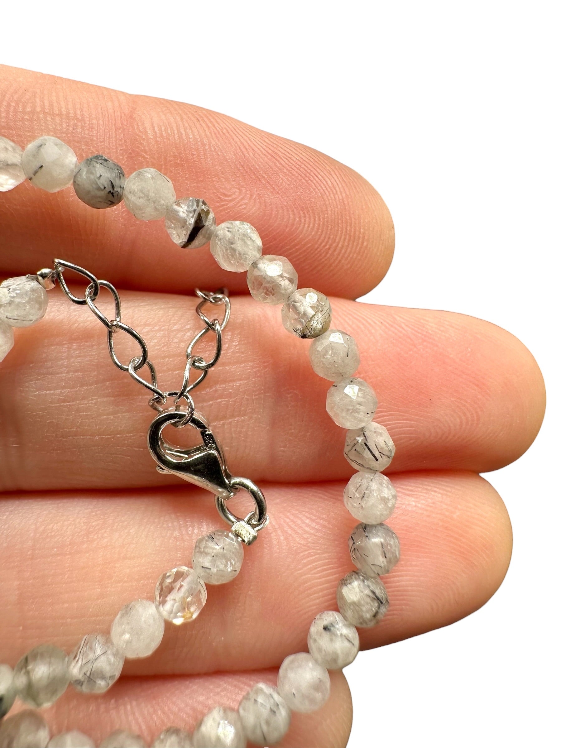 Moonstone bracelet – Faceted 3,5 mm Beads – 925 Silver Clasp - NAR48