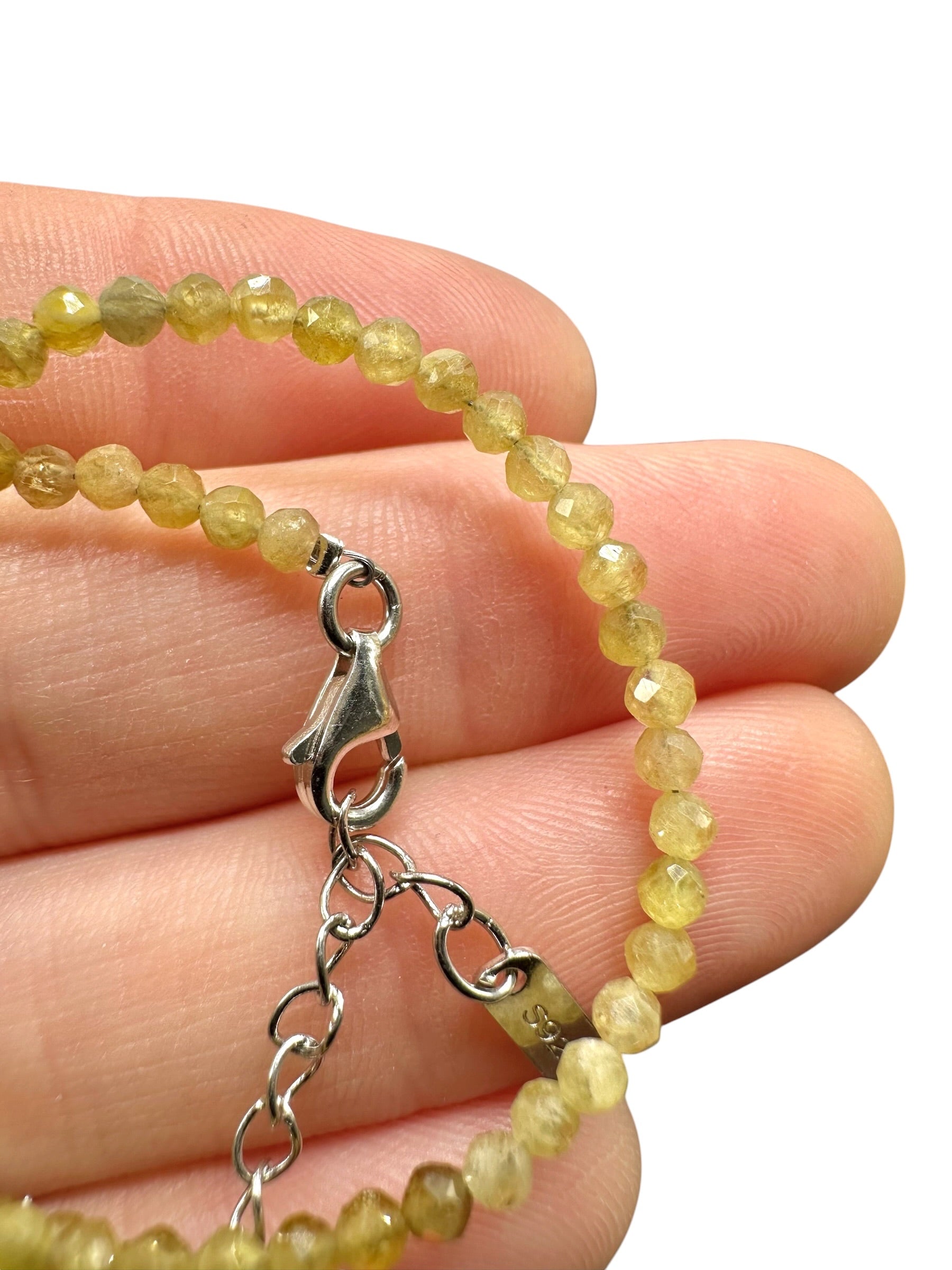 Yellow tourmaline bracelet – Faceted 2,5 mm Beads – 925 Silver Clasp - NAR50