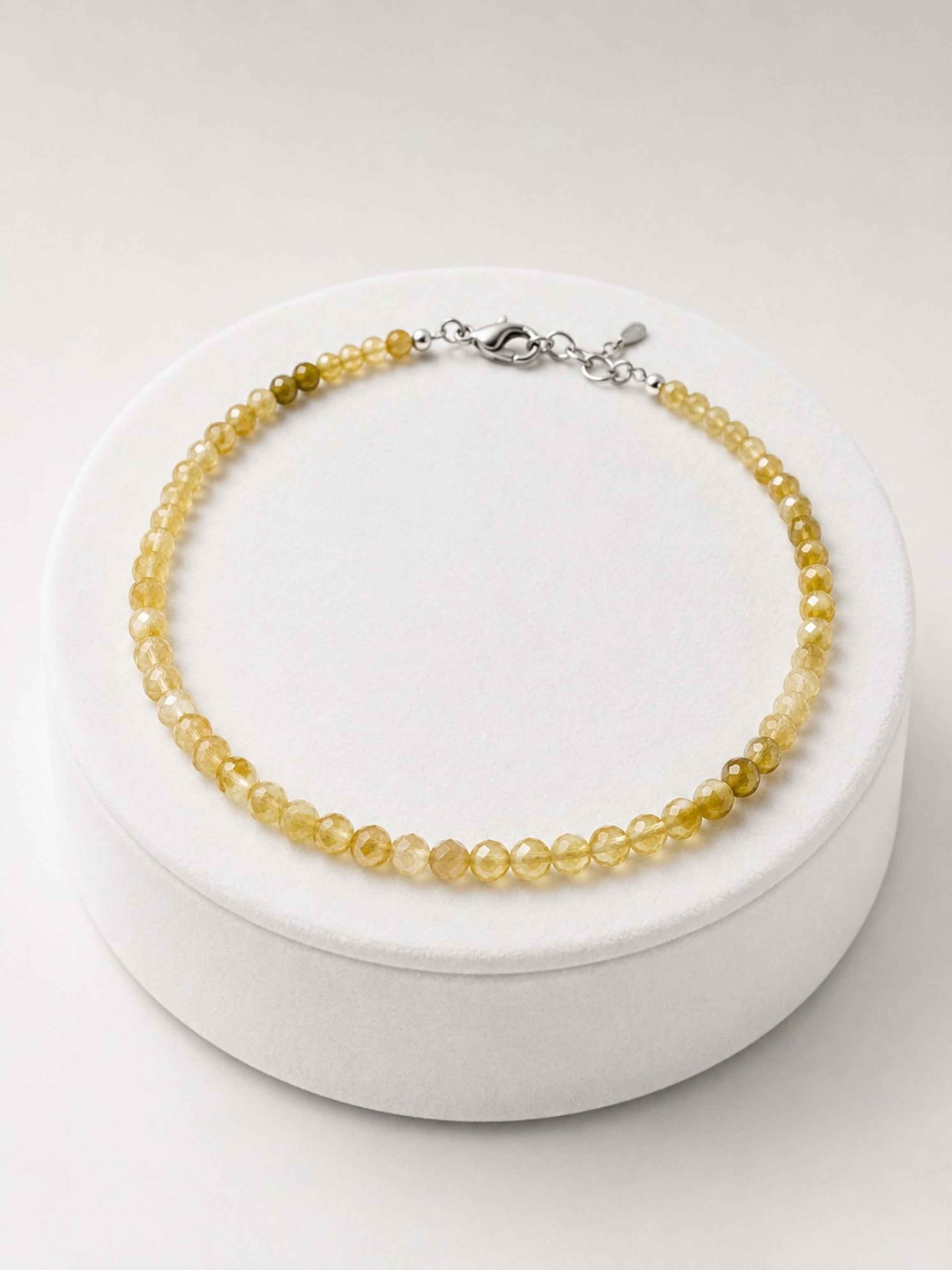 Yellow Tormalina bracelet – Faceted 2,5 mm Beads – 925 Silver Clasp - NAR50