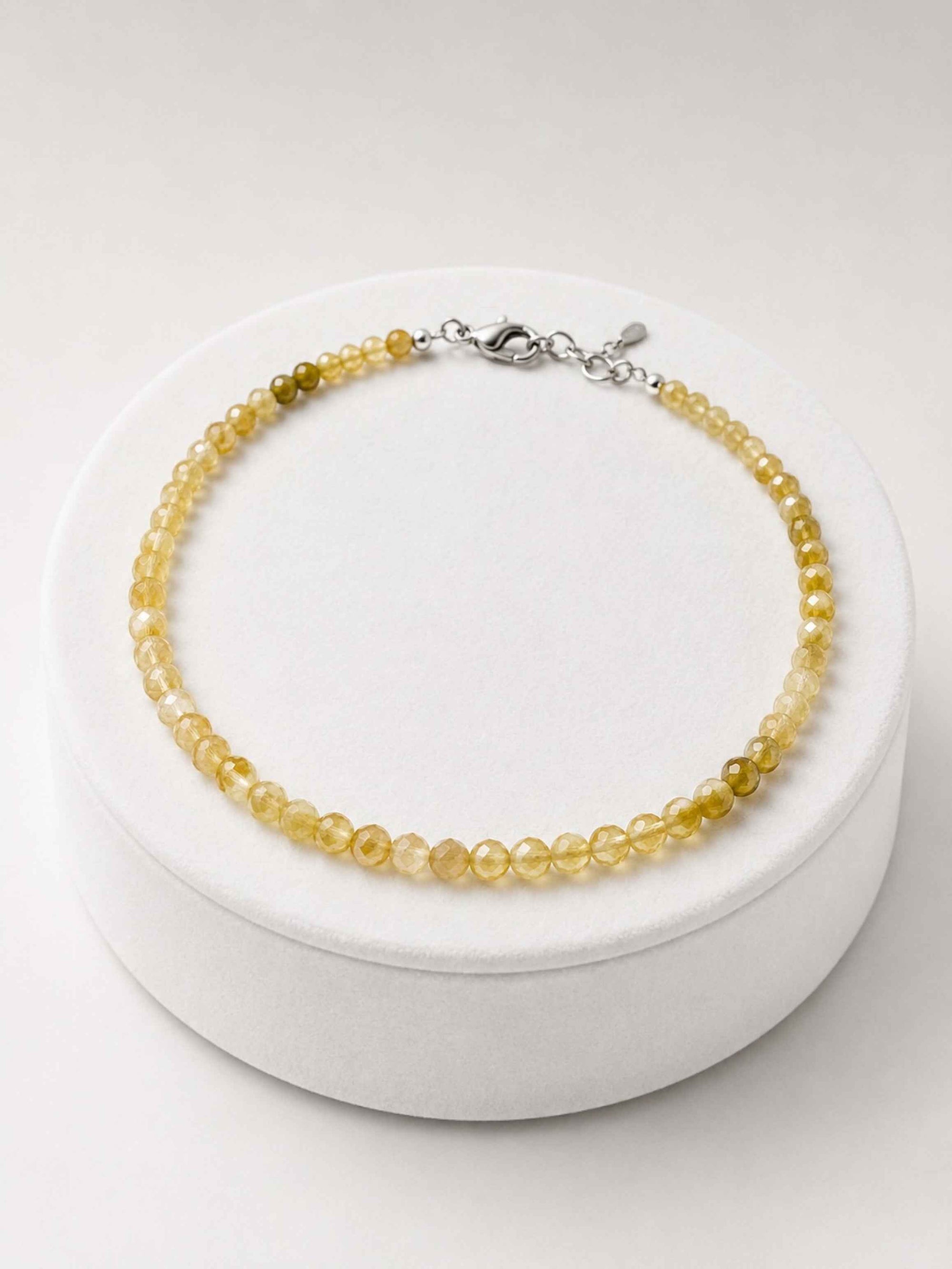 Yellow Tormalina bracelet – Faceted 2,5 mm Beads – 925 Silver Clasp - NAR50