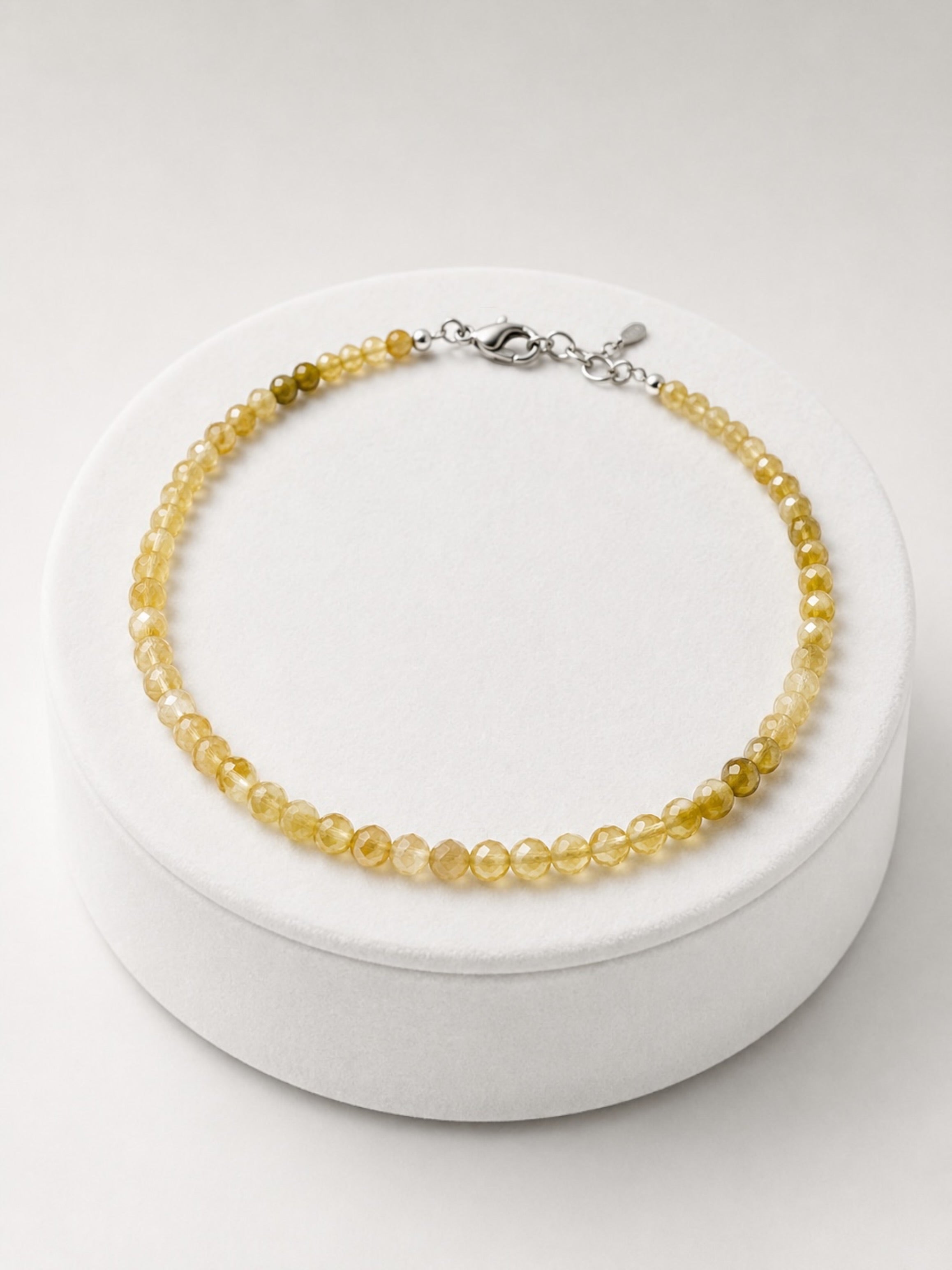 Yellow tourmaline bracelet – Faceted 2,5 mm Beads – 925 Silver Clasp