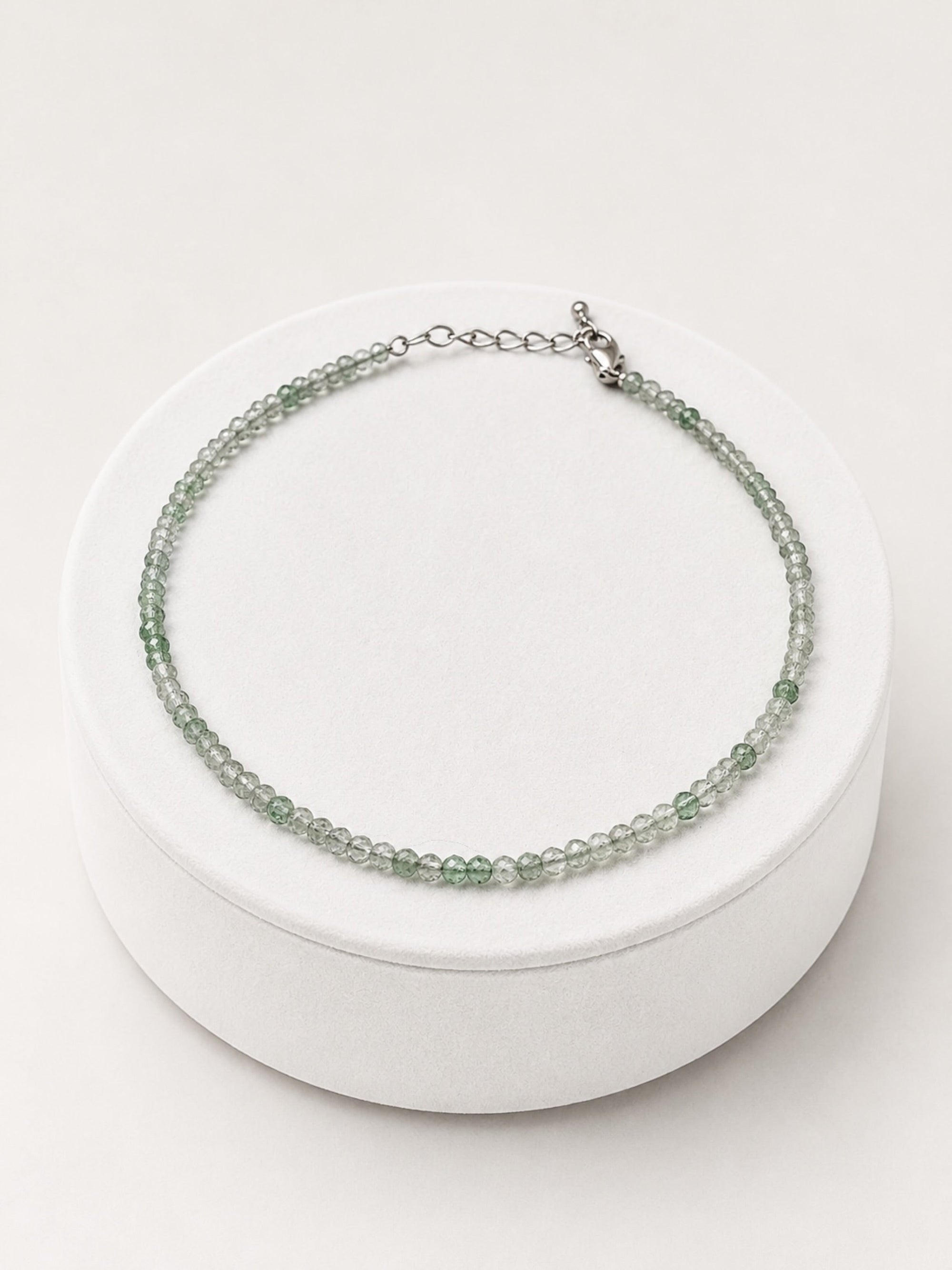Avanturine bracelet – Faceted 2 mm Beads – 925 Silver Clasp