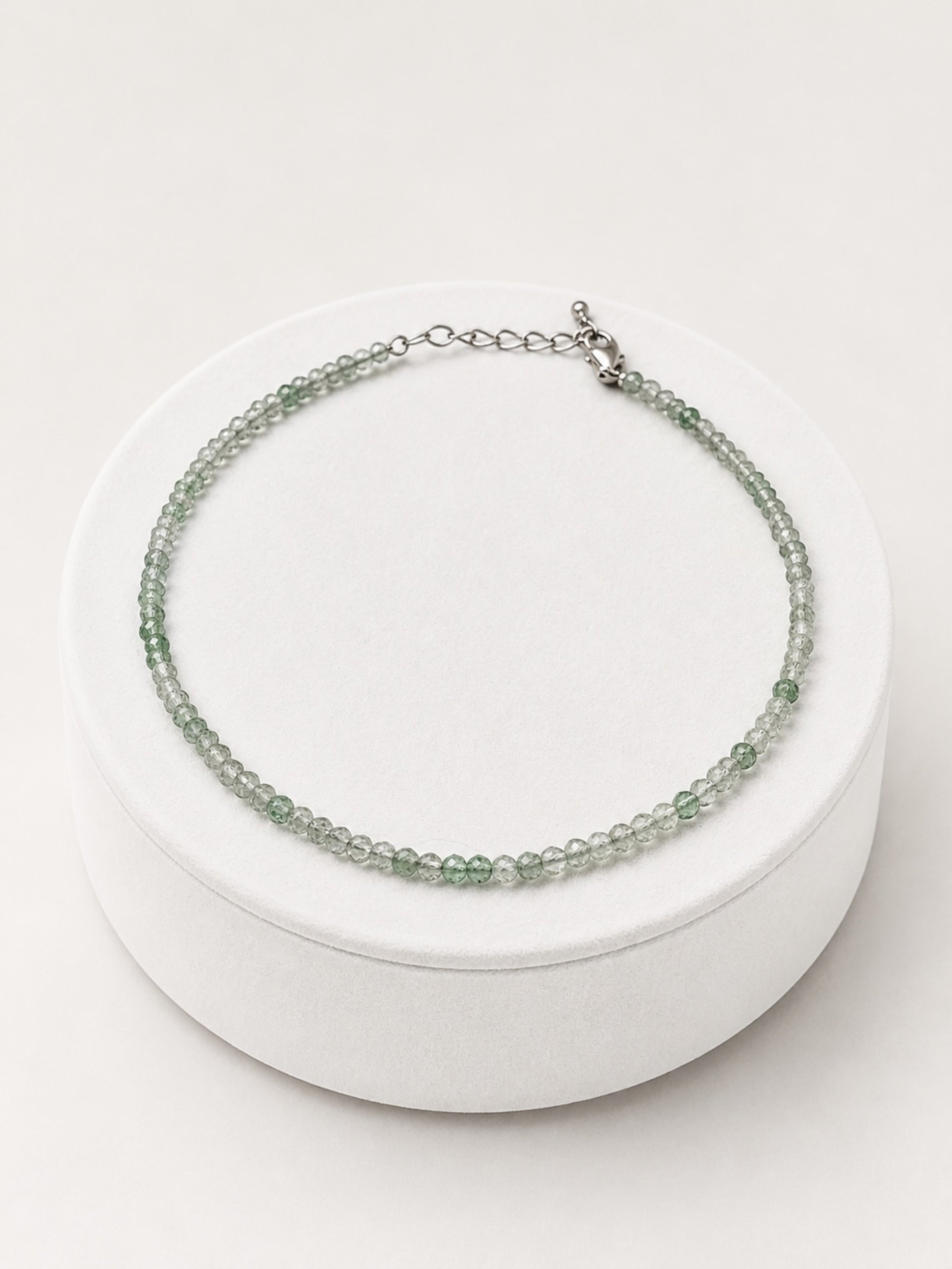 Avanturine bracelet – Faceted 2 mm Beads – 925 Silver Clasp