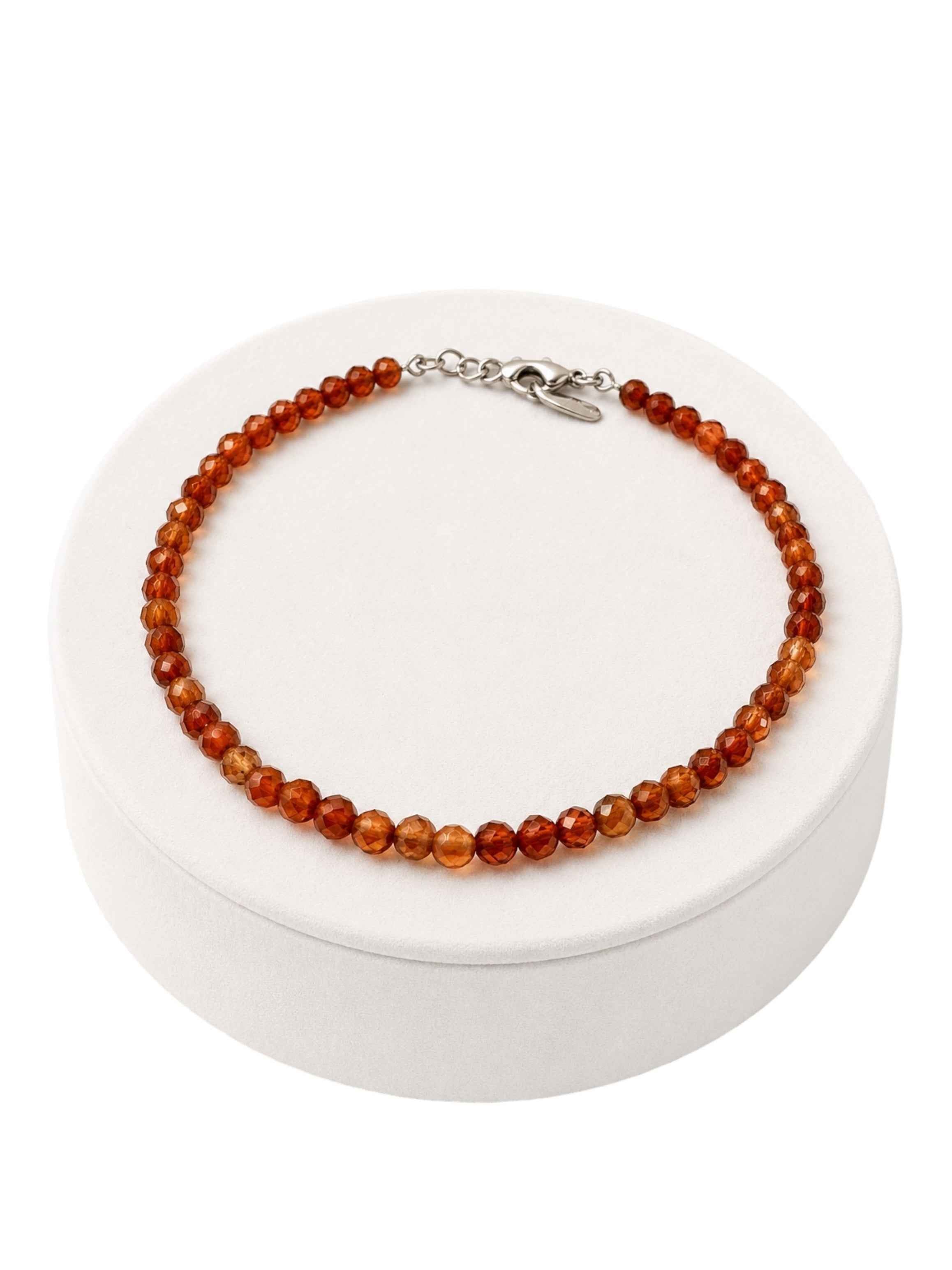 Garnet bracelet – Faceted 3,5 mm Beads – 925 Silver Clasp - NAR53
