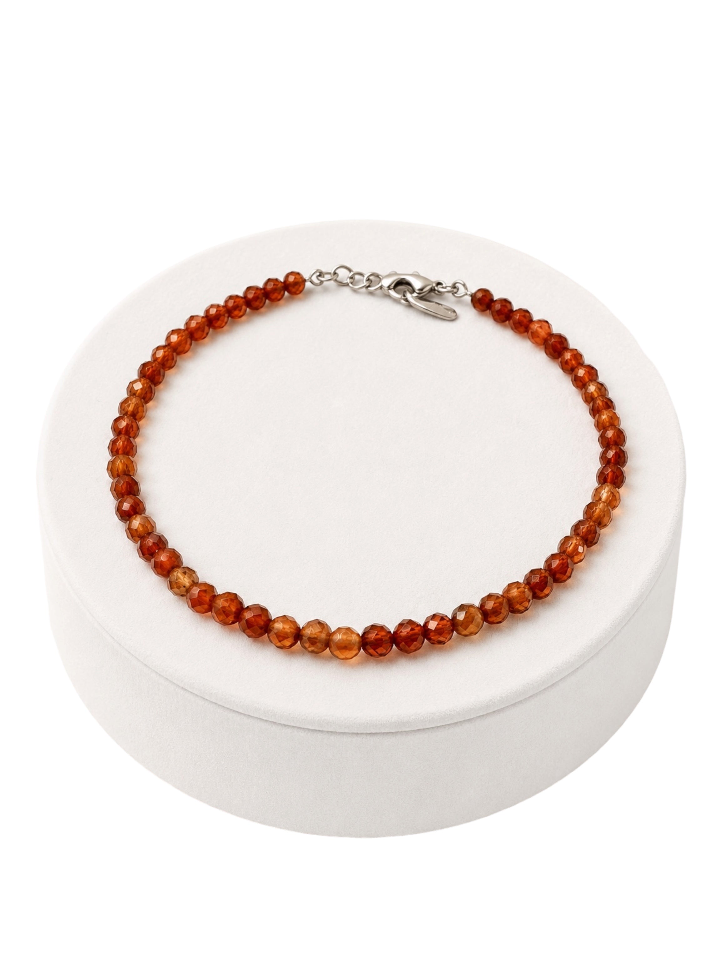 Garnet bracelet – Faceted 3,5 mm Beads – 925 Silver Clasp