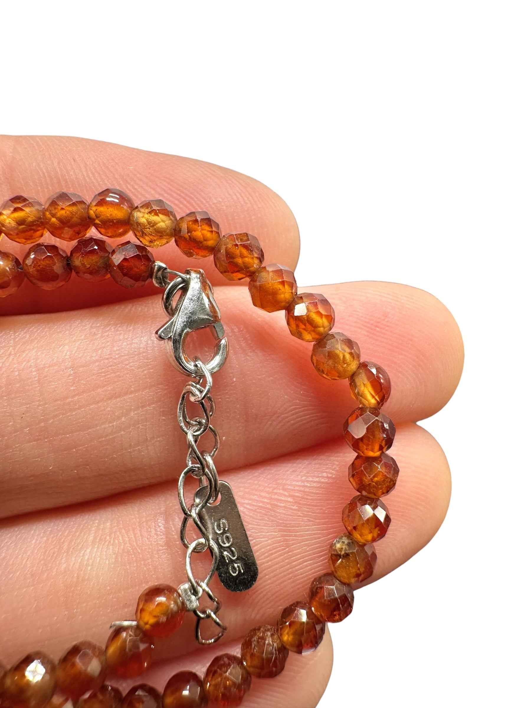 Garnet bracelet – Faceted 3,5 mm Beads – 925 Silver Clasp - NAR53
