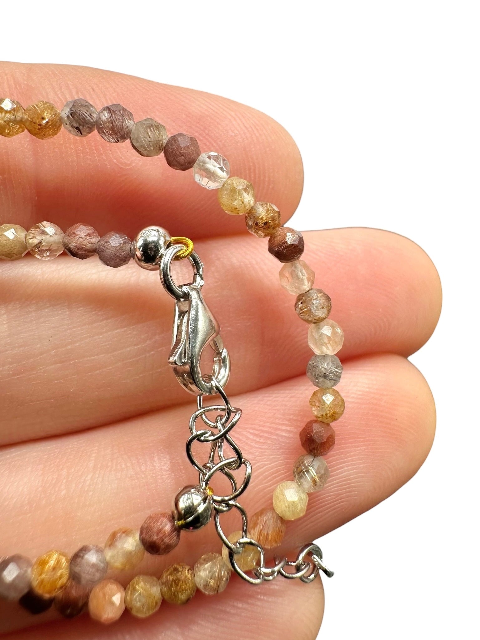 Bracelet made of various minerals – Faceted 2,5 mm Beads – 925 Silver Clasp - NAR54
