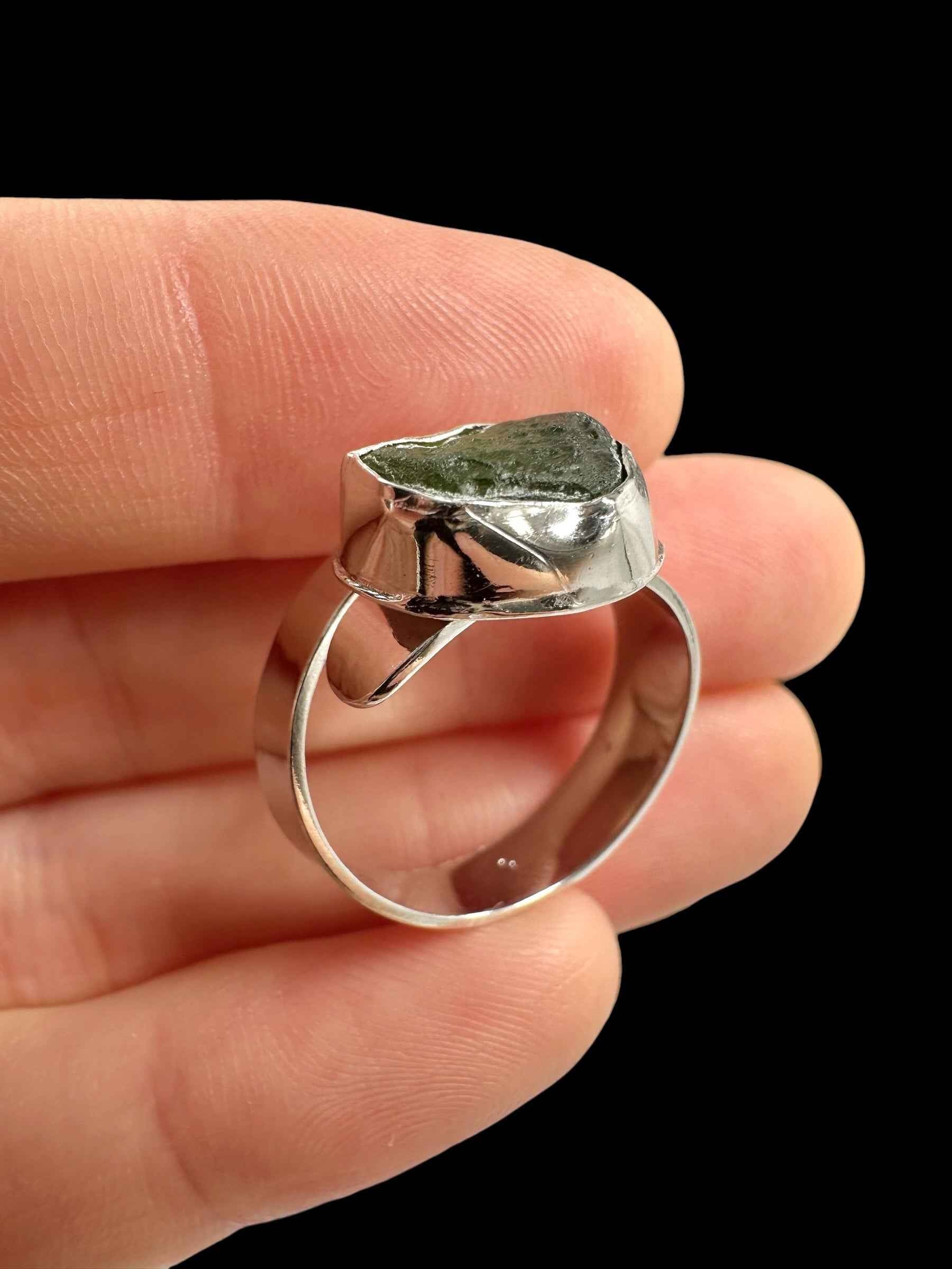 Argento ring with moldavite – Adjustable size - VP72