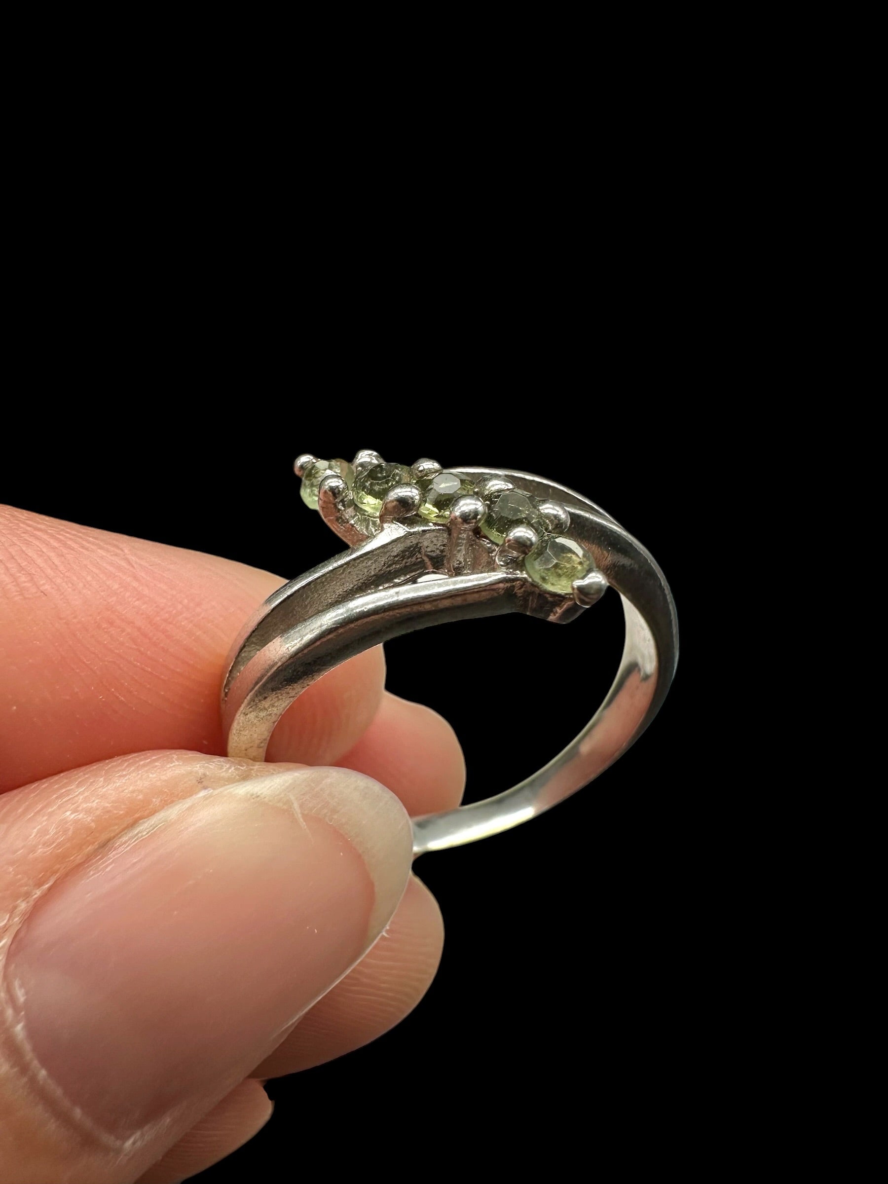 Silver ring with faceted moldavites size 59 - VP81