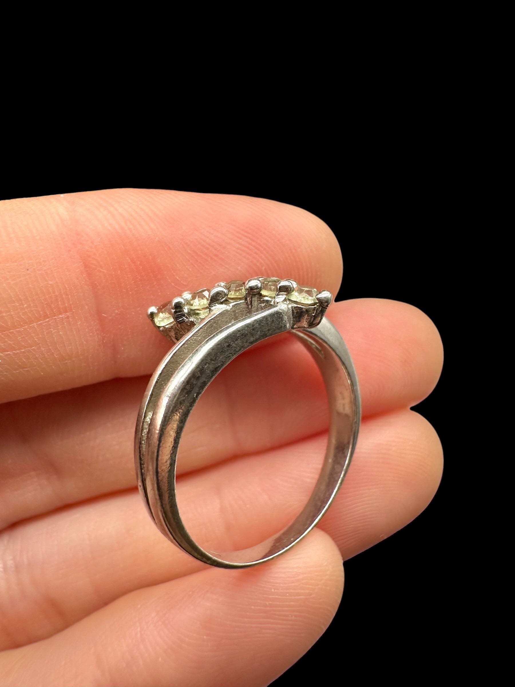Silver ring with faceted moldavites size 59 - VP81