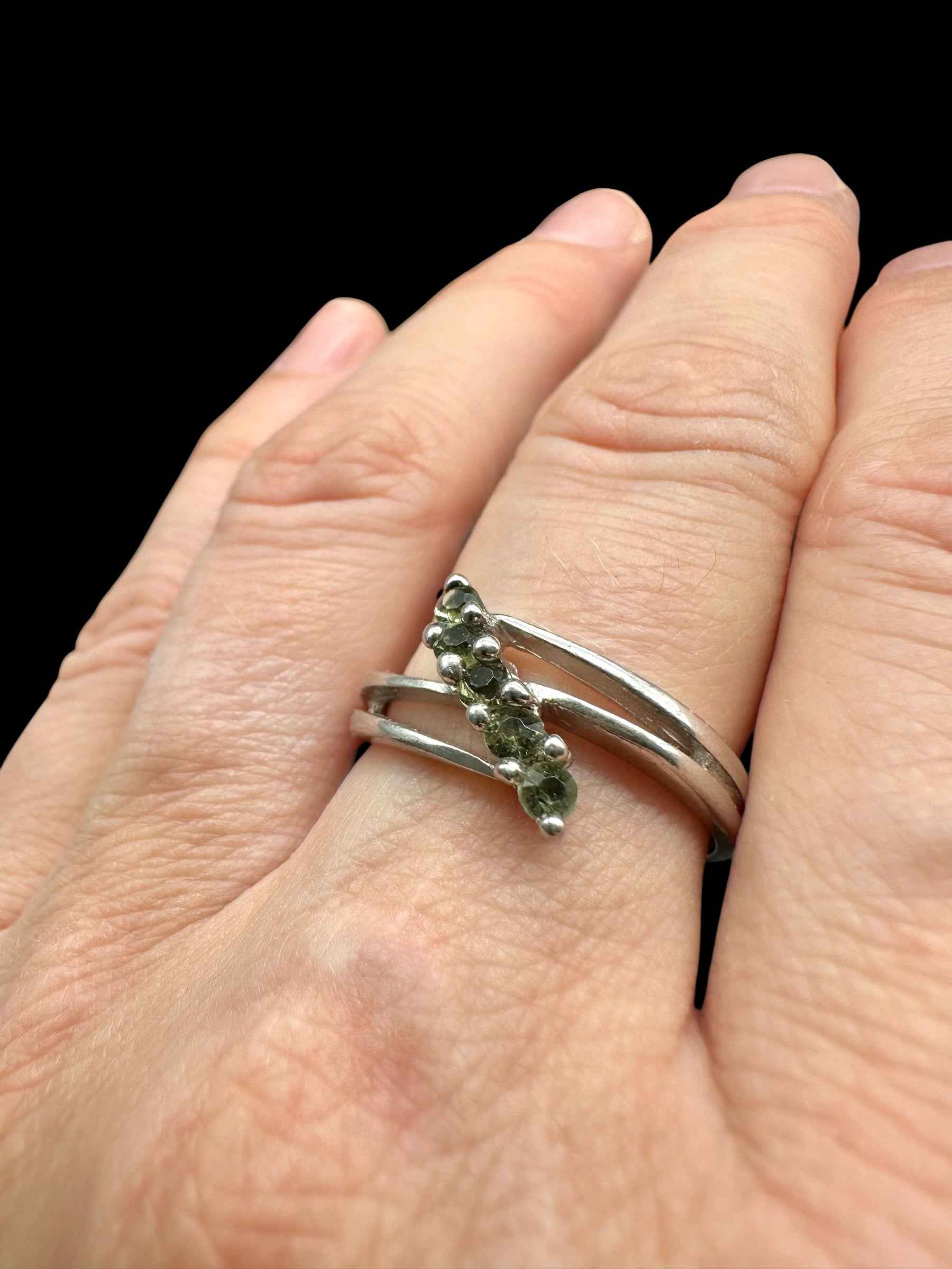 Argento ring with faceted Moldaviti size 59 - VP81
