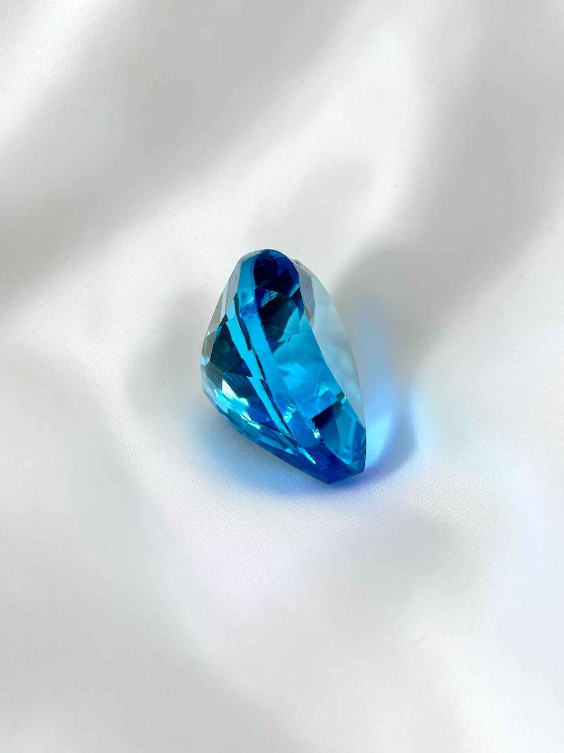 Faceted Heart-Shaped Swiss Blue Topaz from Sri Lanka → random choice - BT10