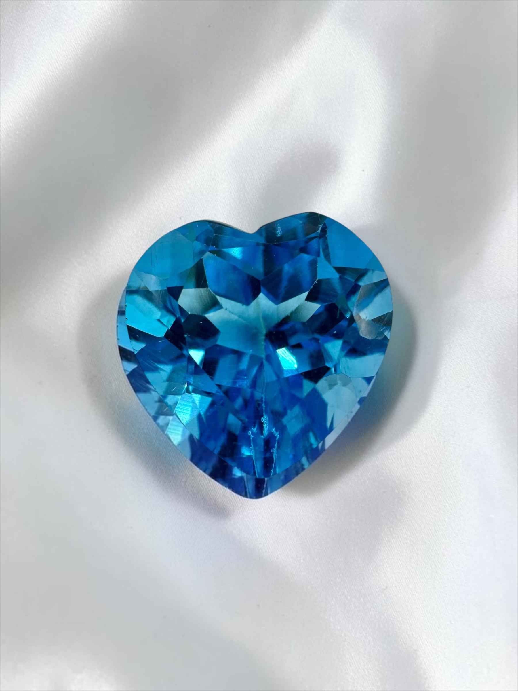 Faceted Heart-Shaped Swiss Blue Topaz from Sri Lanka → random choice - BT10