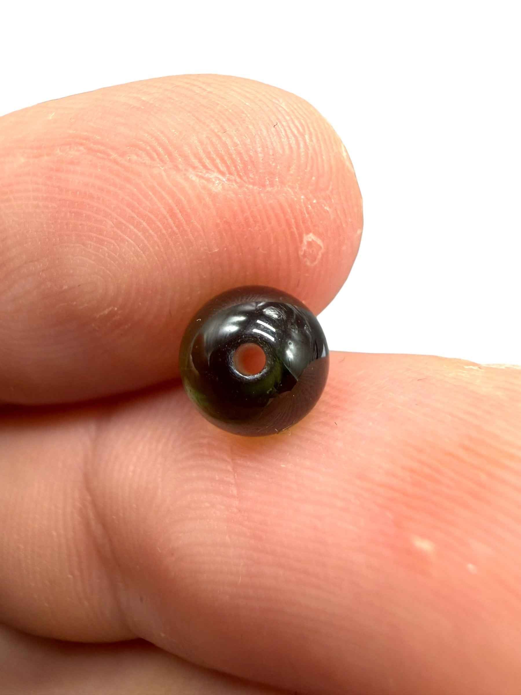 Moldavite bead with a drilled hole – sphere – random piece - VK055