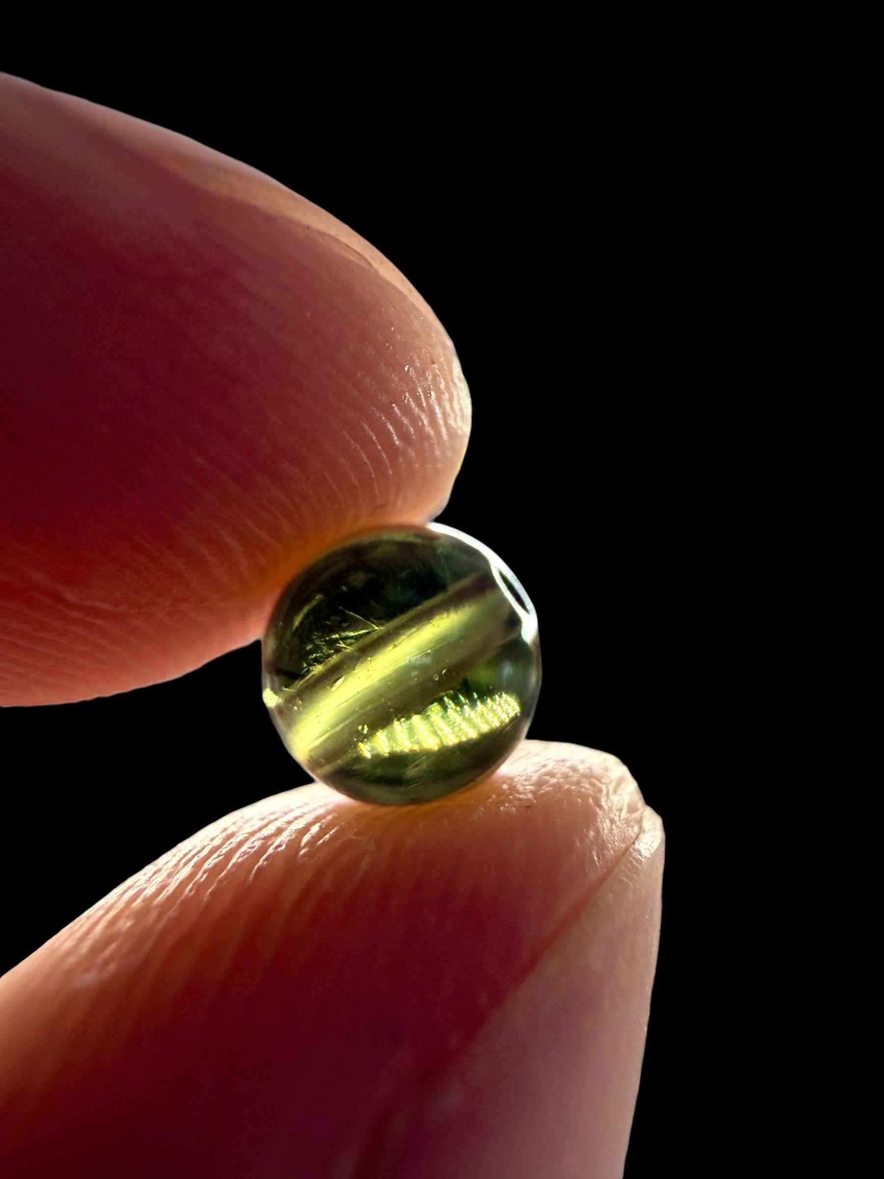 Moldavite bead with a drilled hole – sphere – random piece - VK055