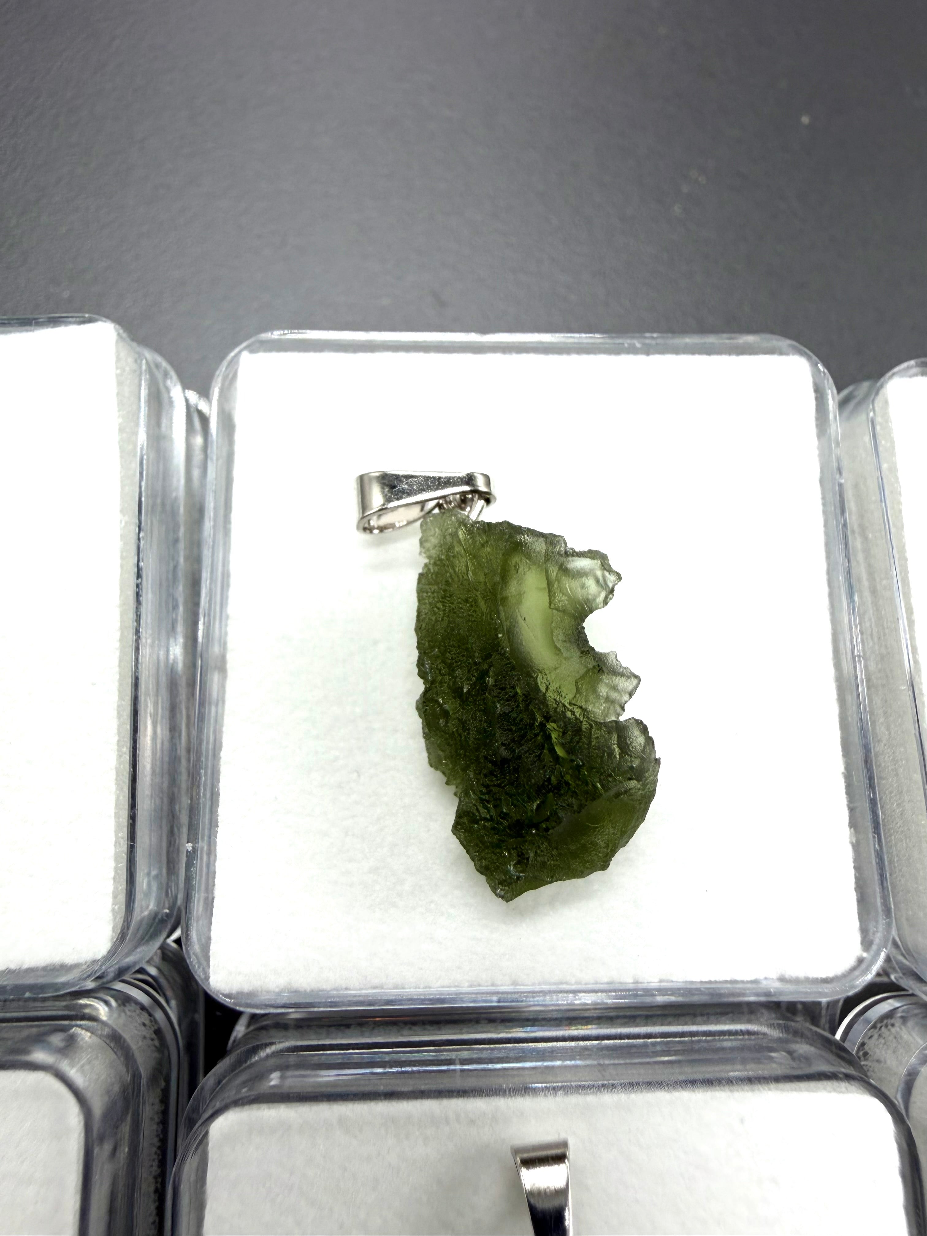 Moldavite pendant in a box – random piece - VK13