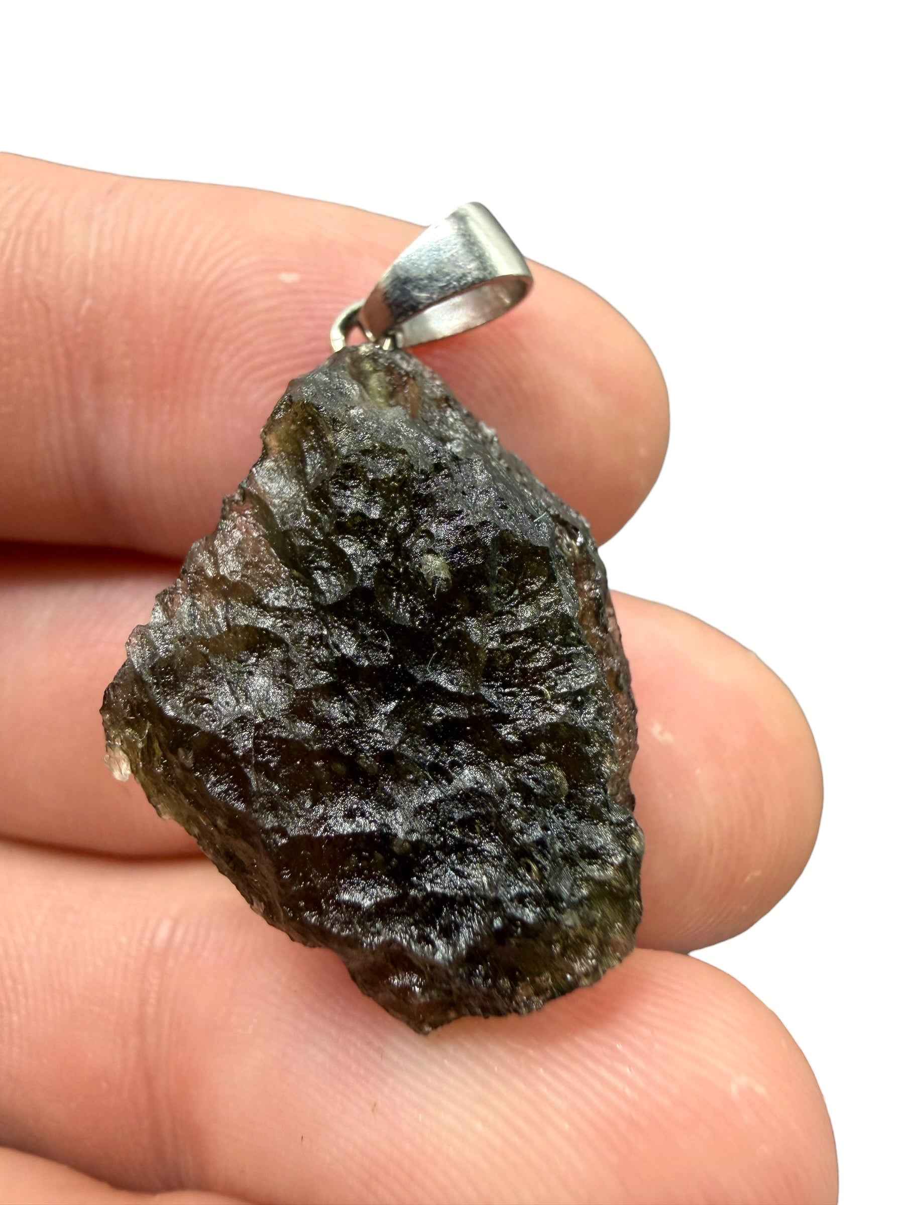 Ciondolo di moldavite in argento 4,5g - SP/V1006