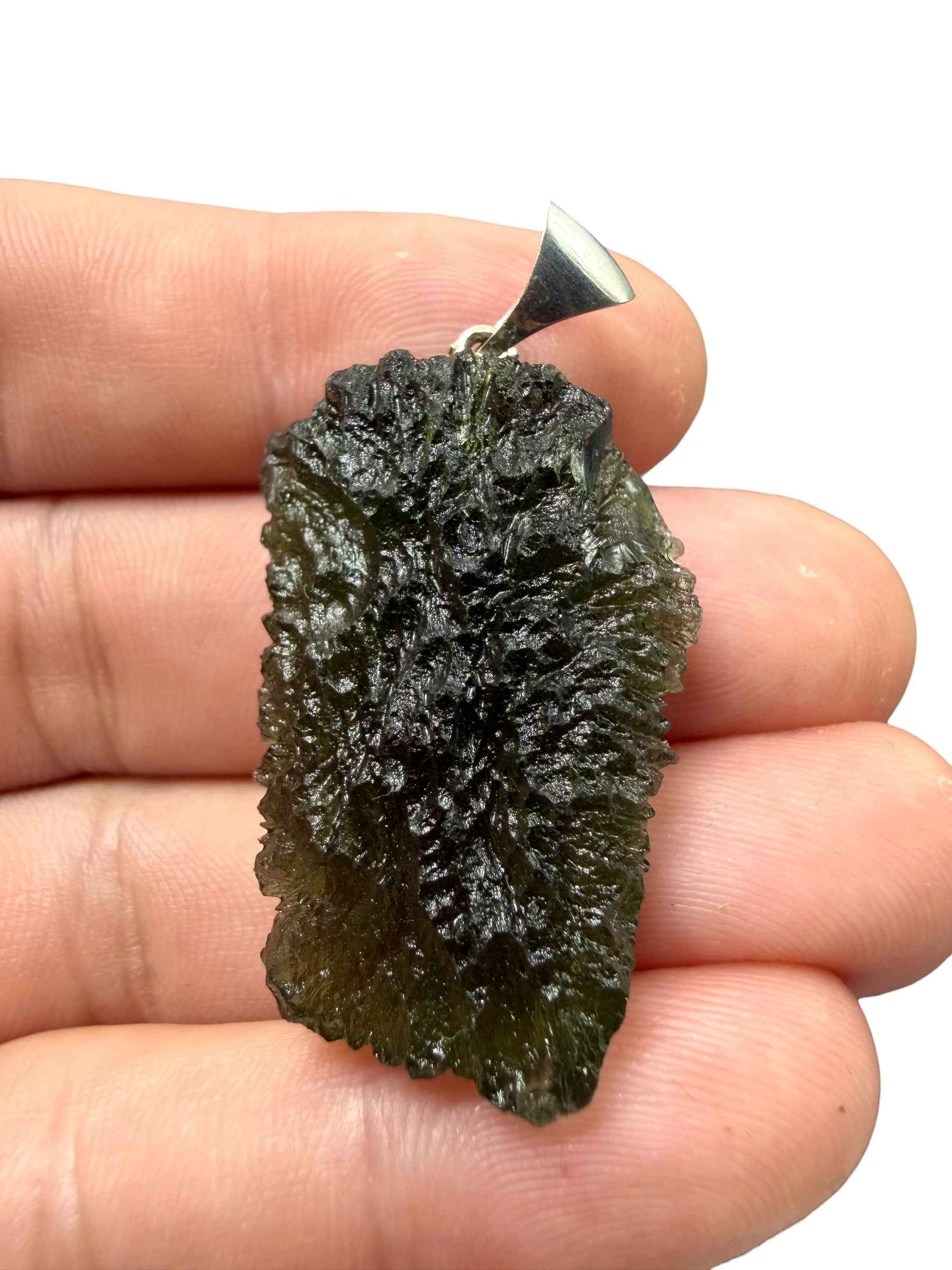 Silver moldavite pendant 9,15g