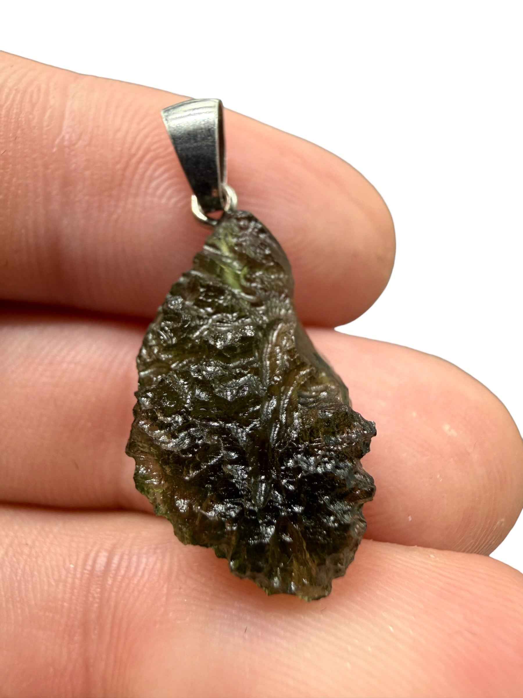 Ciondolo di moldavite in argento 2,3g - SP/V1014