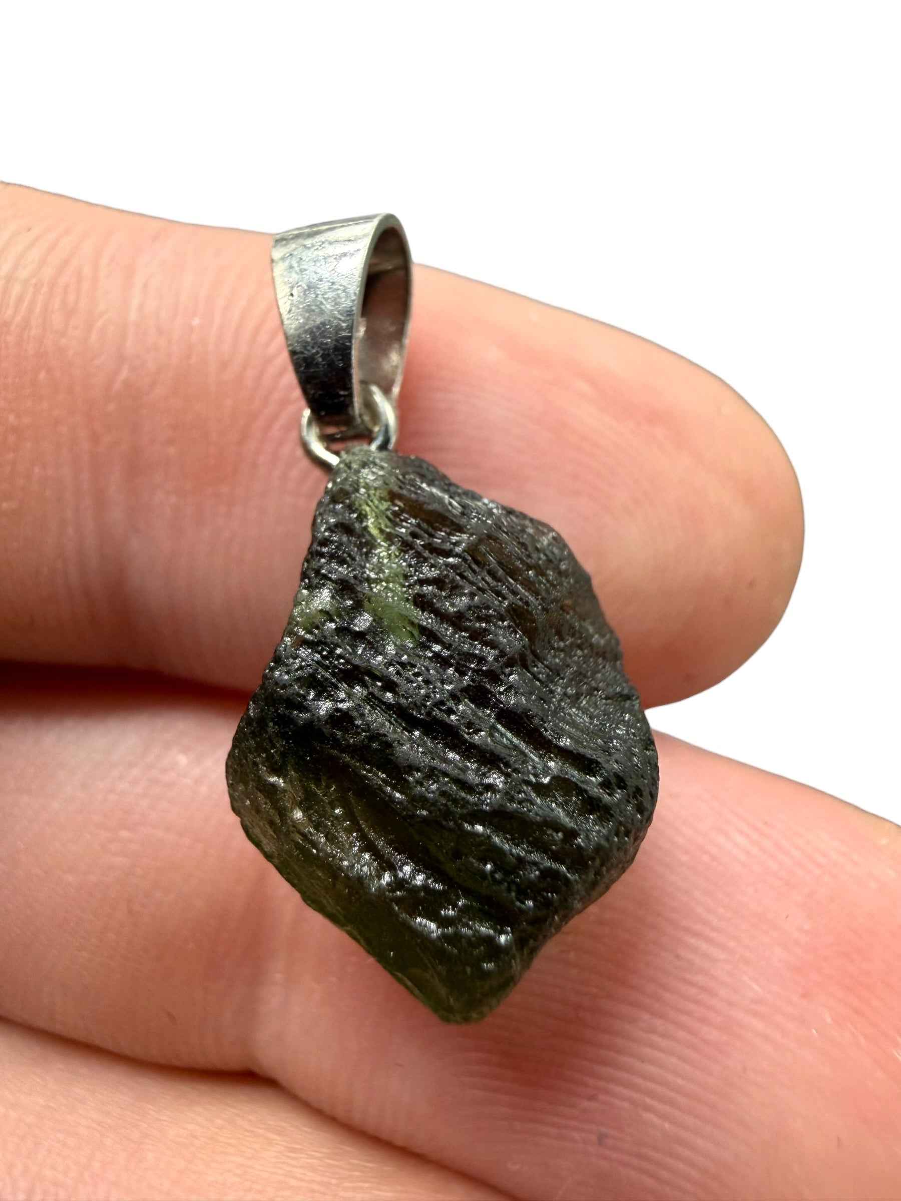 Ciondolo di moldavite in argento 1,9g - SP/V1016