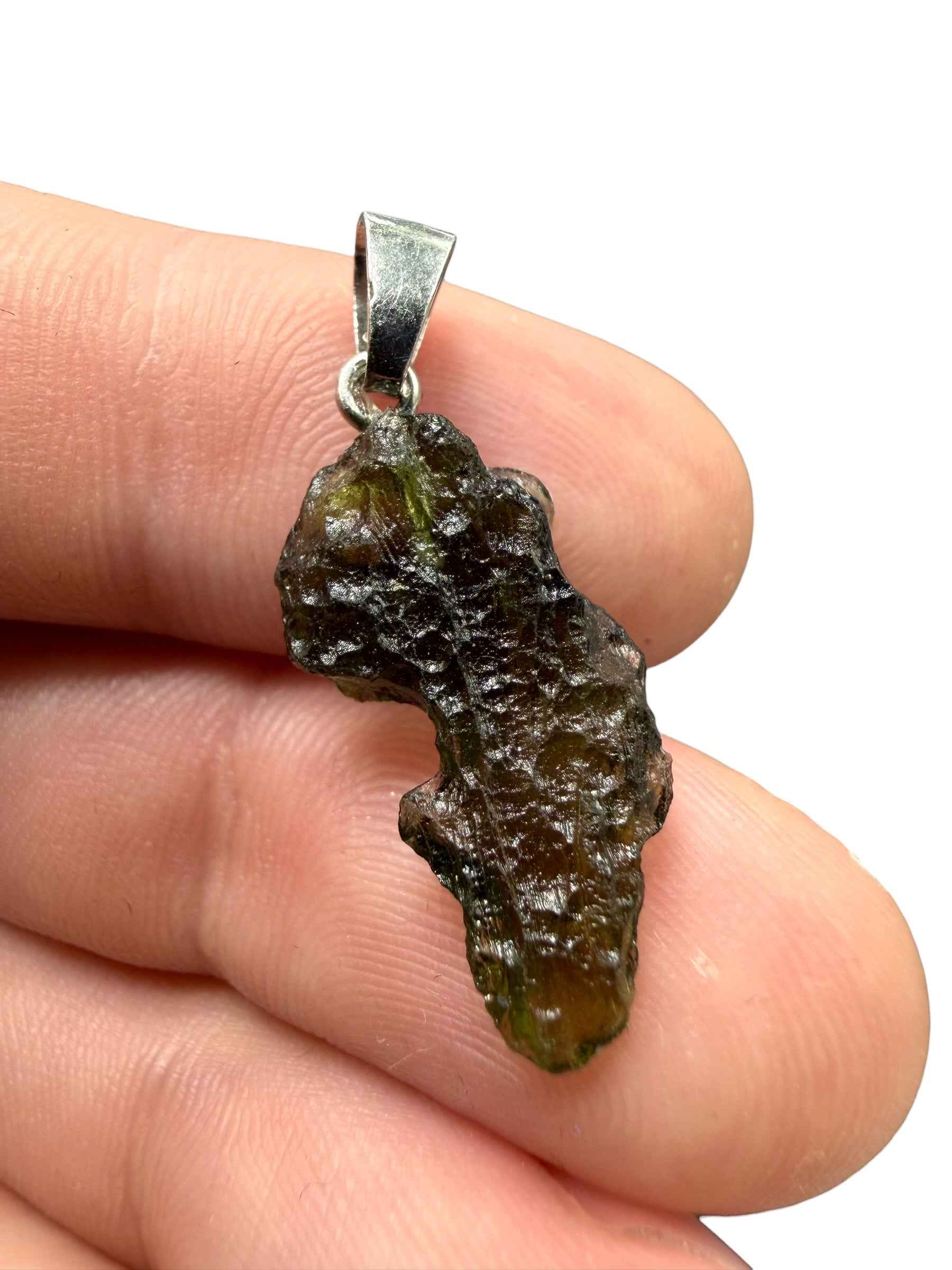 Ciondolo di moldavite in argento 1,25g - SP/V1017