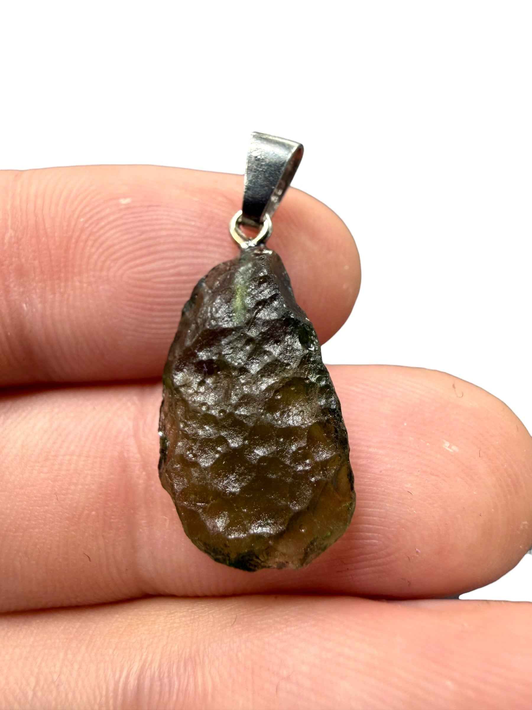 Ciondolo di moldavite in argento 1,65g - SP/V1019