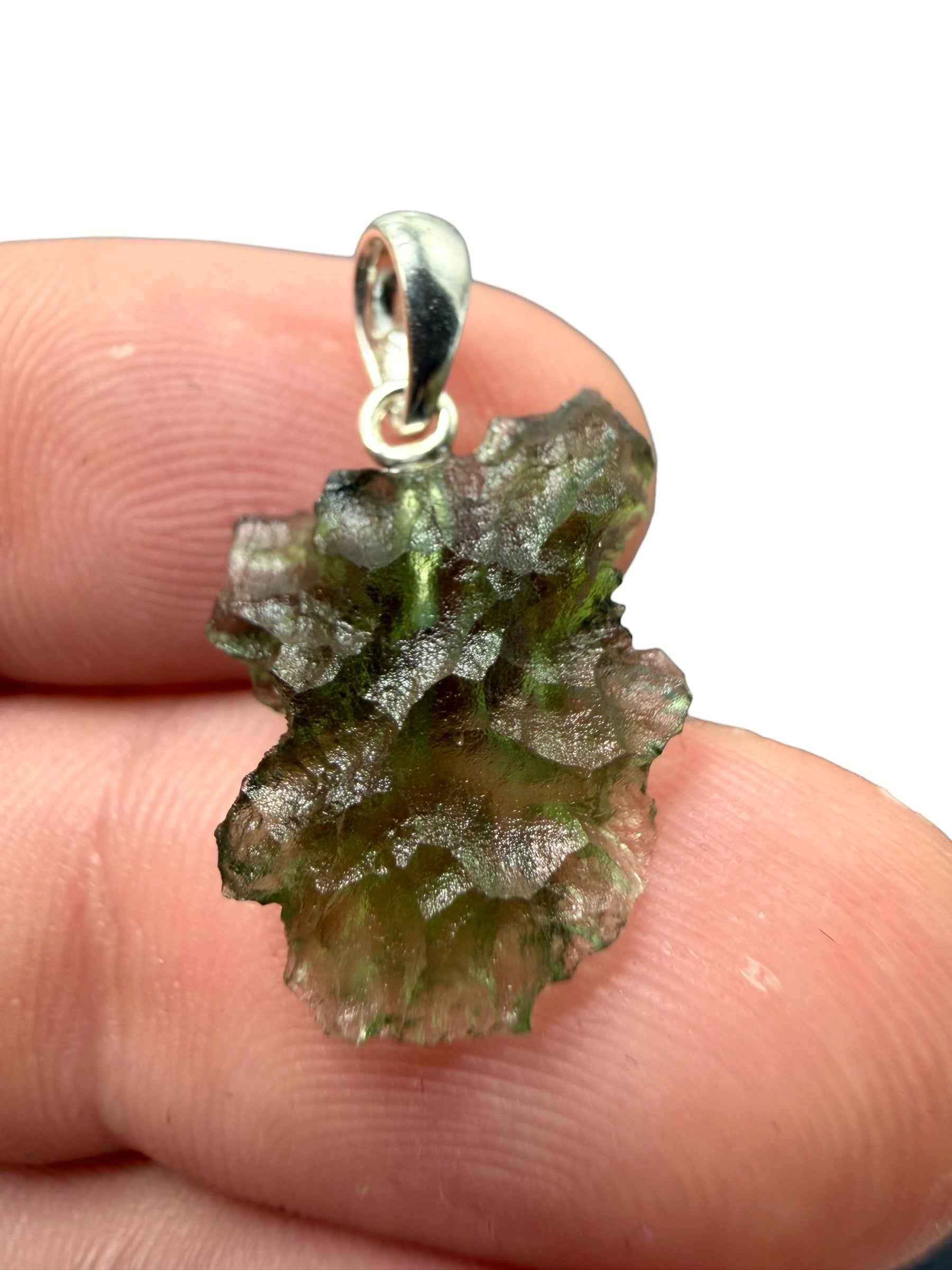 Ciondolo di moldavite in argento 1,35g - SP/V1021