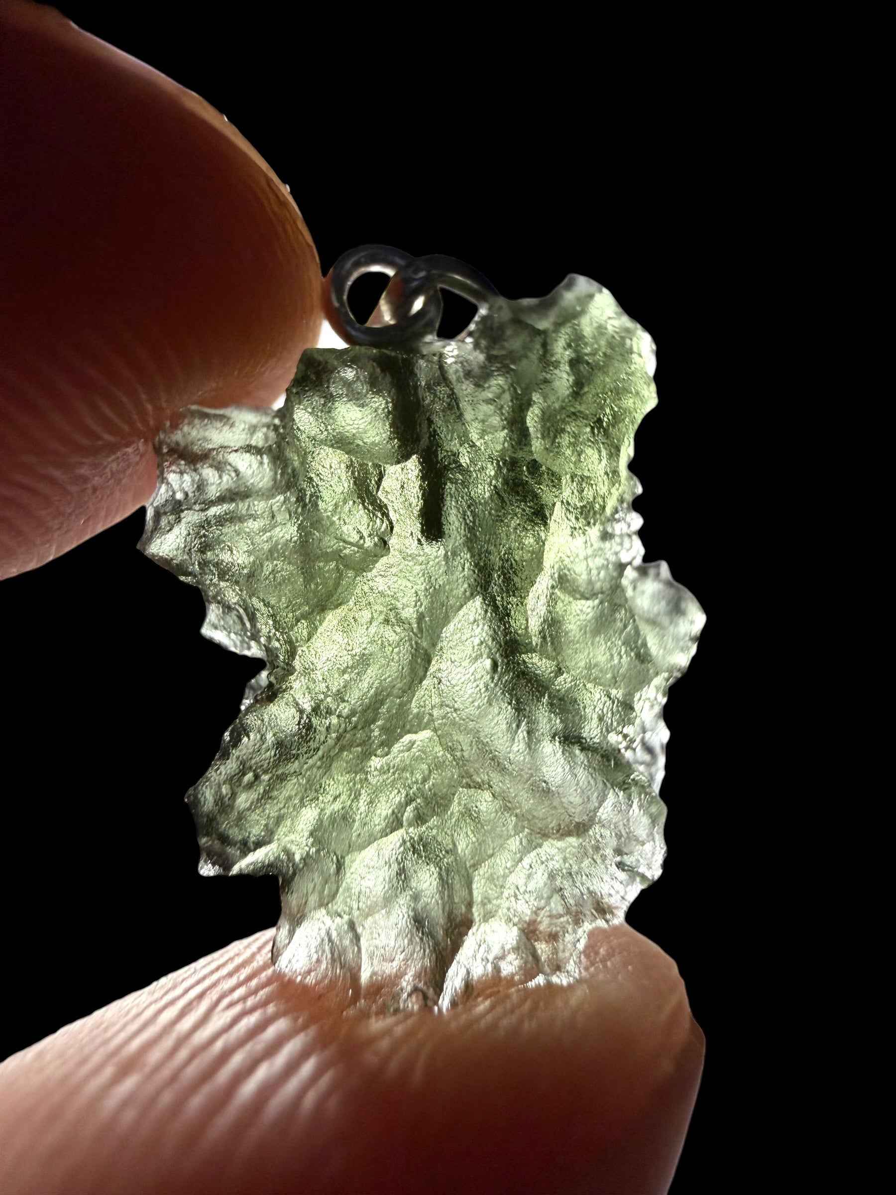Ciondolo di moldavite in argento 1,35g - SP/V1021