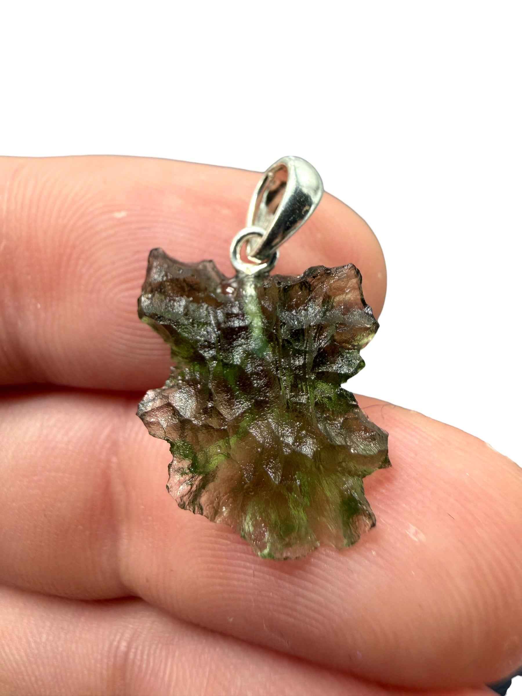 Ciondolo di moldavite in argento 1,35g - SP/V1021