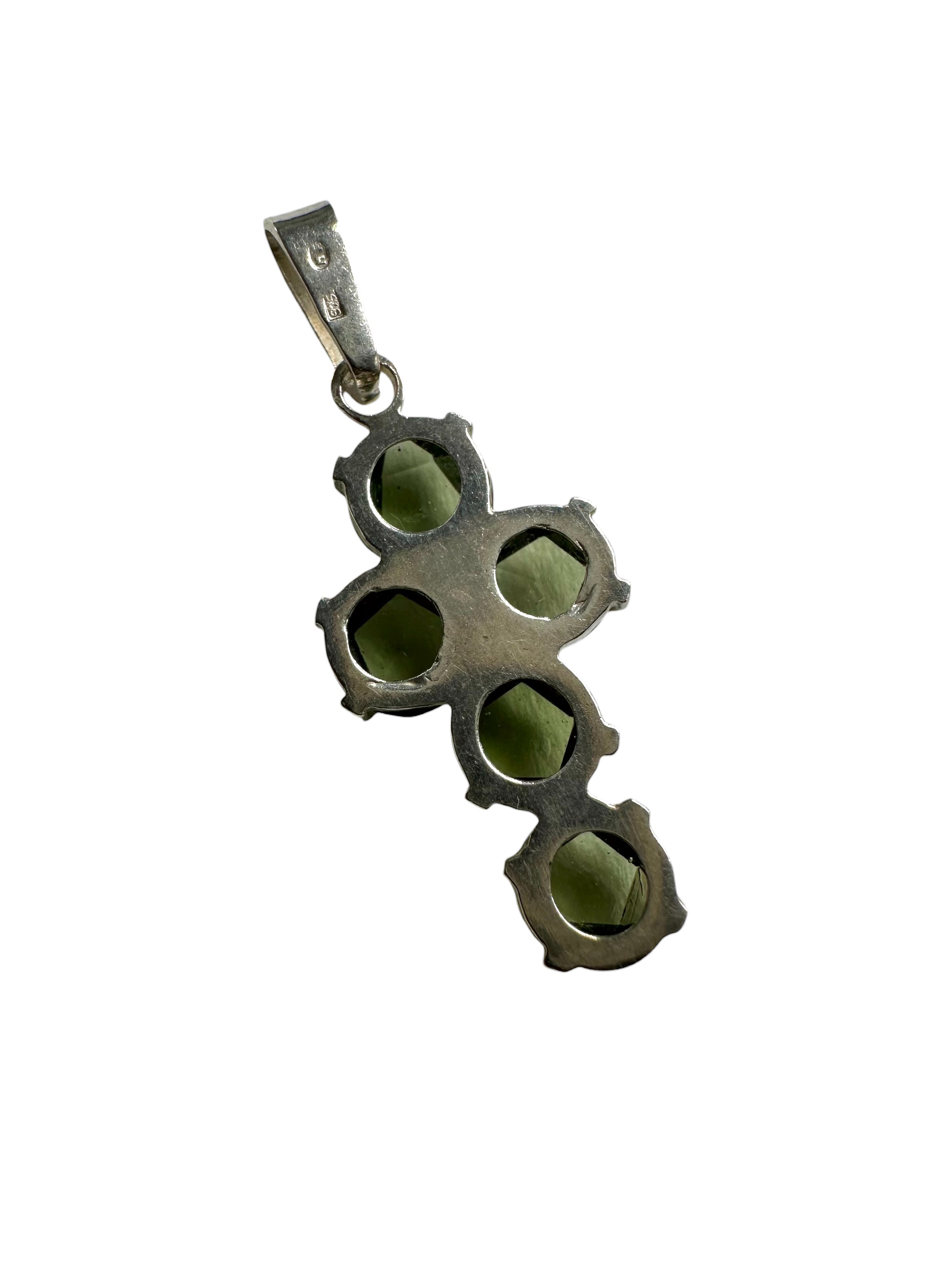 Silver pendant with cut moldavites - SP/V1029