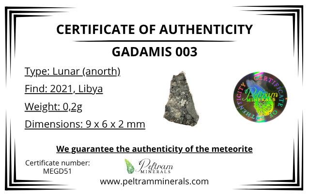 Lunar meteorite Gadamis 003 – 0,2g – Libya - MEGD51