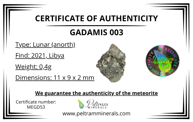 Lunar meteorite Gadamis 003 – 0,4g – Libya - MEGD53