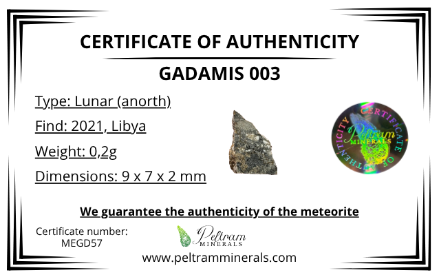 Lunar meteorite Gadamis 003 – 0,2g – Libya - MEGD57