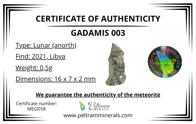 Lunar meteorite Gadamis 003 – 0,5g – Libya - MEGD58
