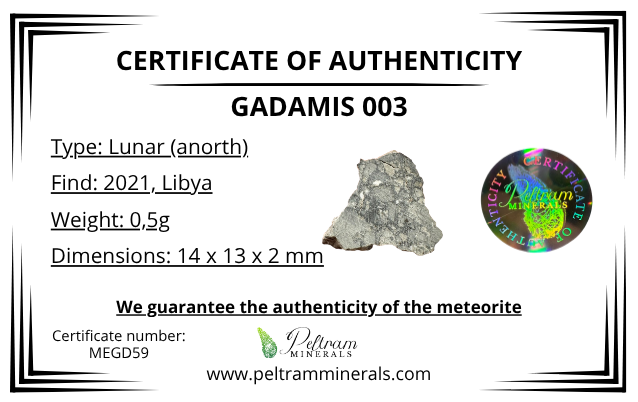 Lunar meteorite Gadamis 003 – 0,5g – Libya - MEGD59